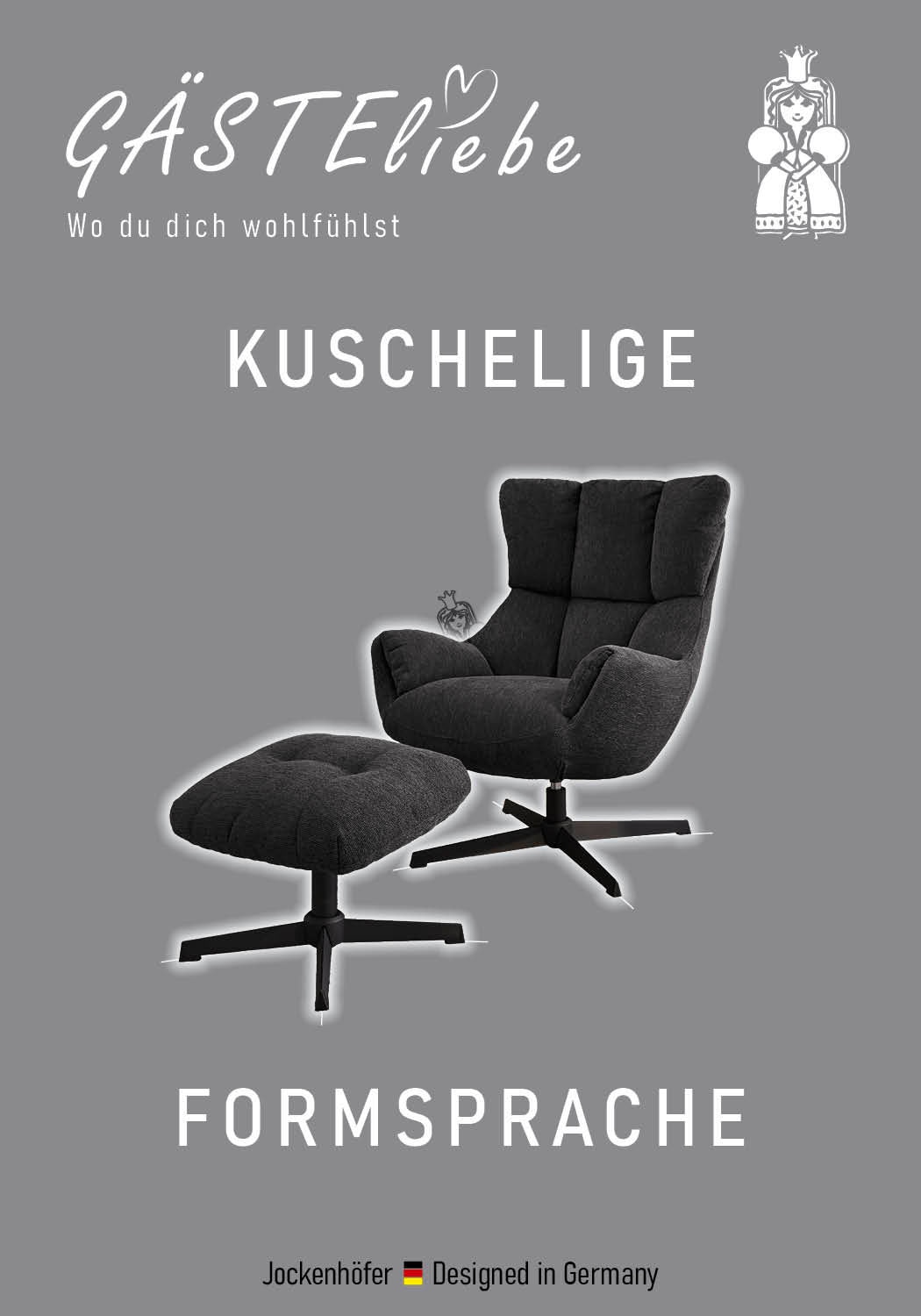 Jockenhöfer Gruppe Fauteuil de relaxation »Melania, B: 73 cm, Sitzhöhe: 45 cm« Set : avec repose-pieds, rotation 360°, tissu tissé douillet