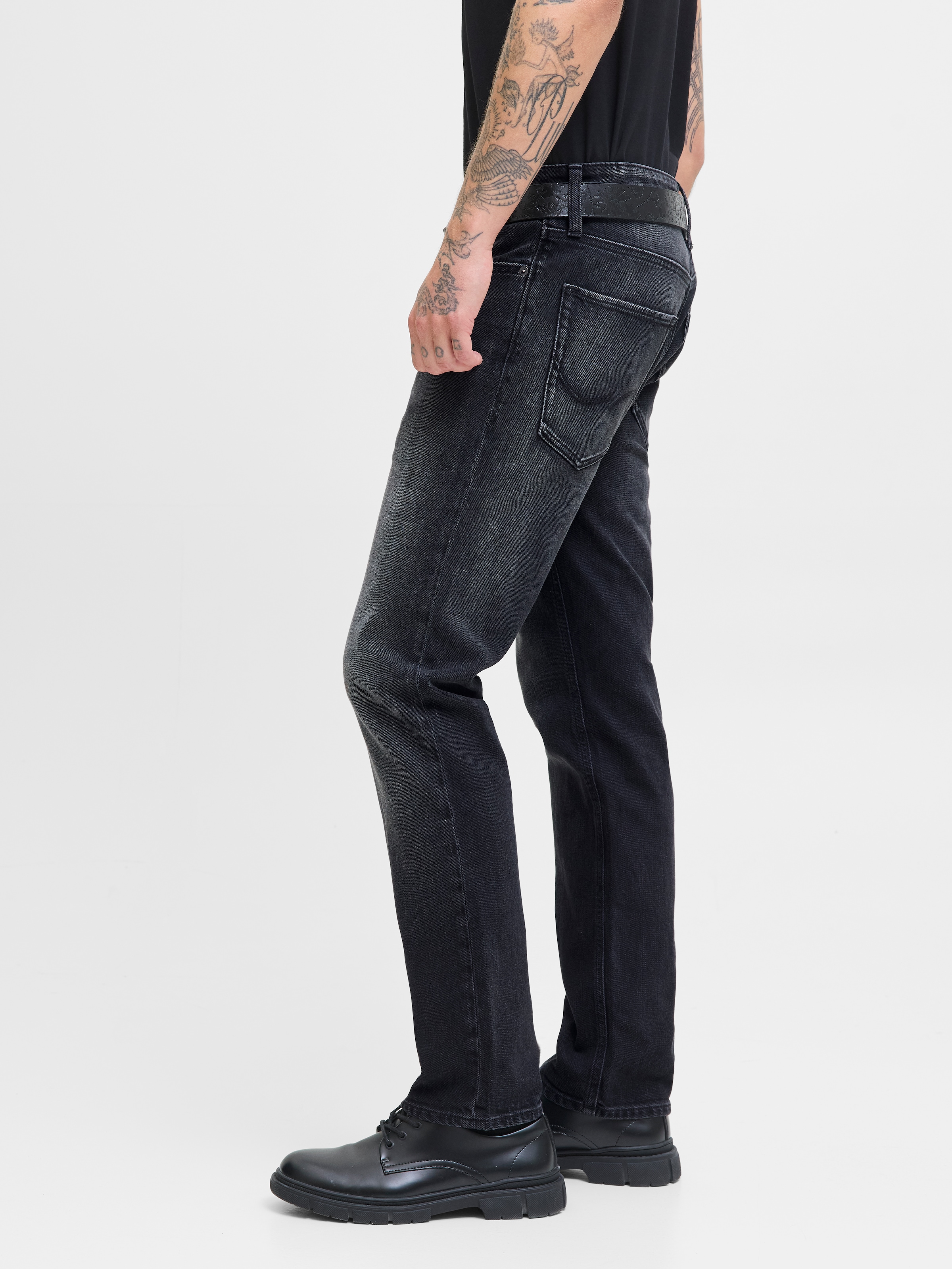 Jack & Jones Jeans coupe régulière »JJICLARK im Used-Look, Stretchkomfort und niedrige Leibhöhe« Baumwolle, regular fit