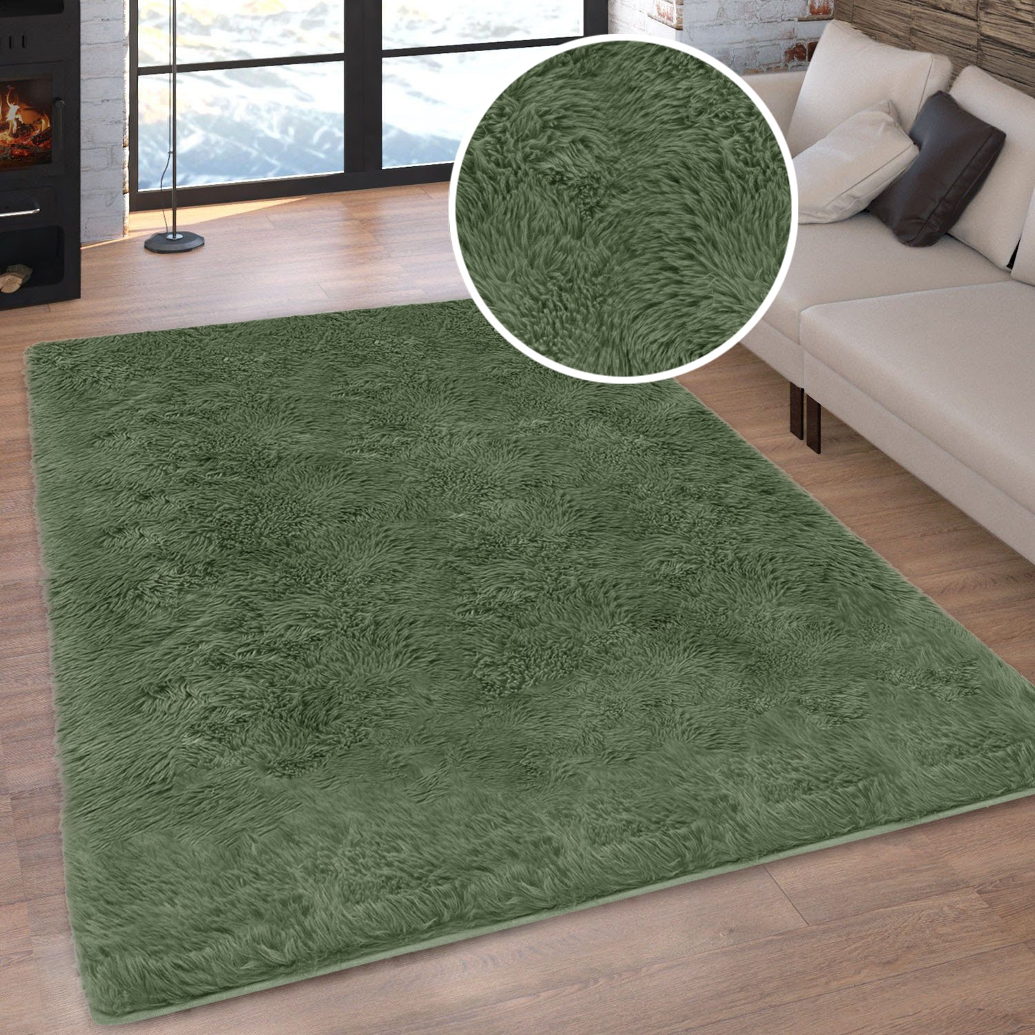 GOODproduct Tapis à poils longs »Silky, besonders weich und kuschelig, sehr dichte Qualität« Rectangulaire 33 mm Höhe revêtement antidérapant, lavable, uni, salon, chambre