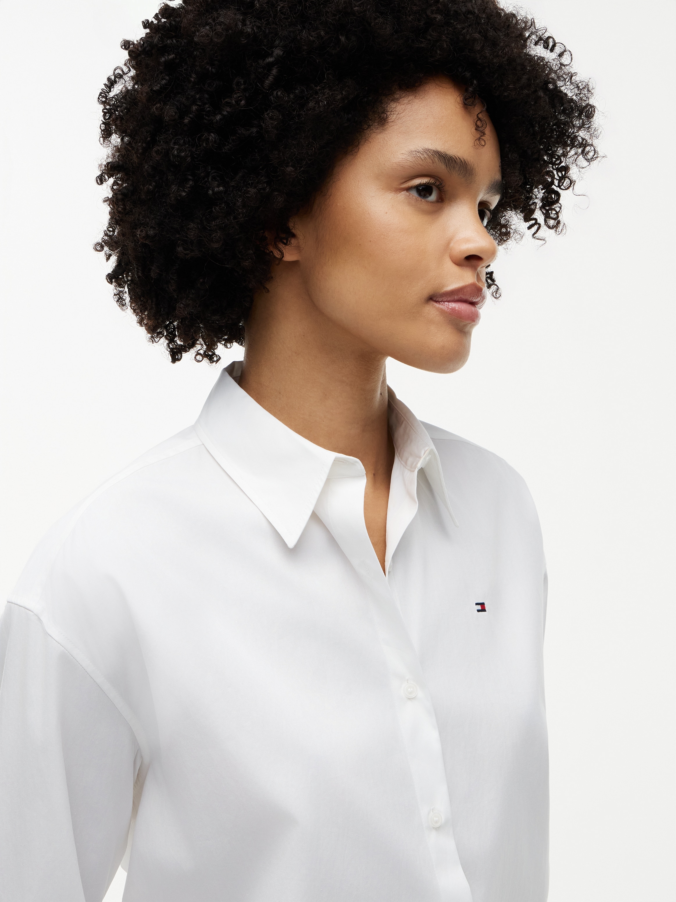 Tommy Hilfiger Blouse chemise »SUMMER POPLIN LS BOXY SHIRT« Coton, coupe boxy fit