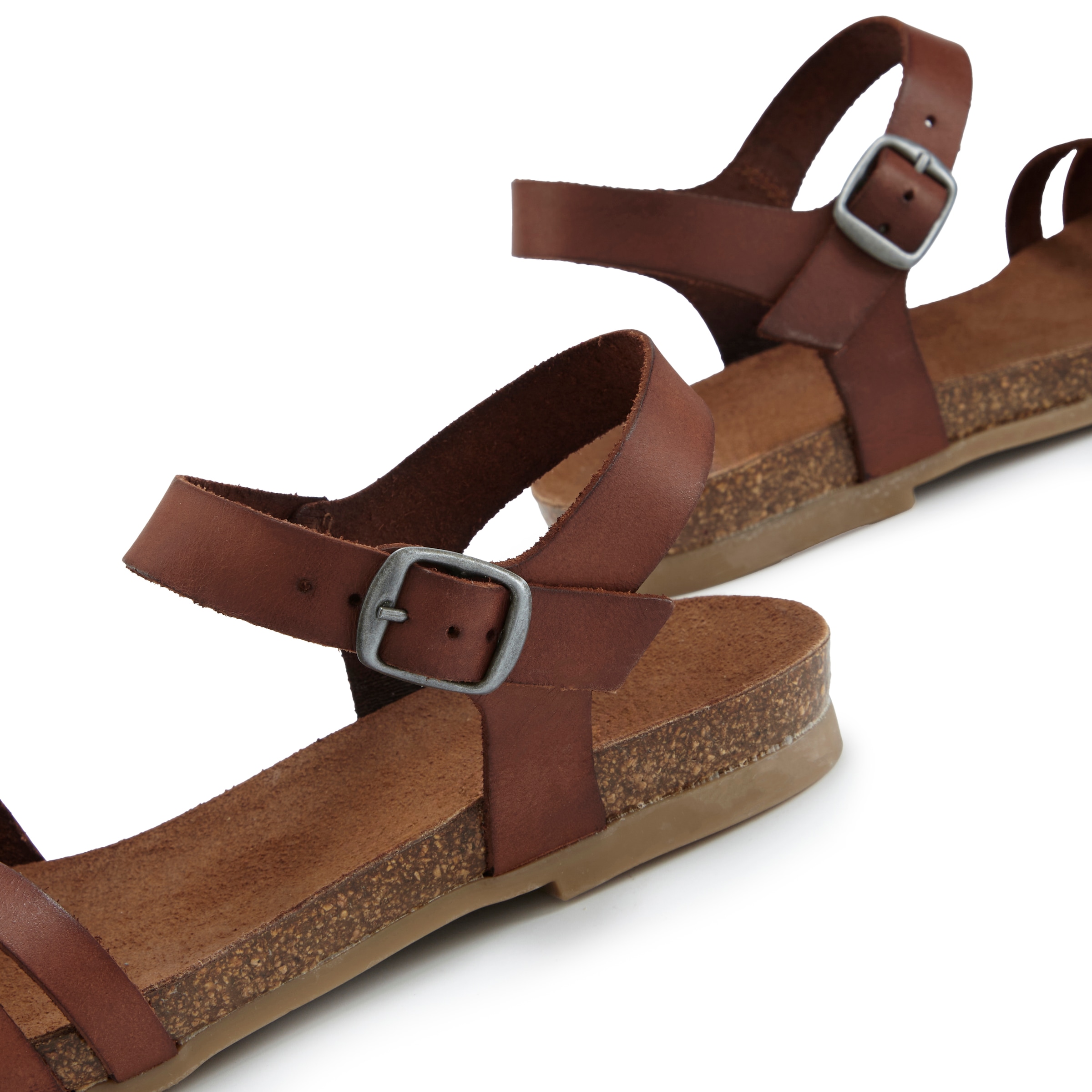 LASCANA Sandale »Sandalette, Sommerschuh, offener Schuh,«  aus Leder mit Korkfussbett