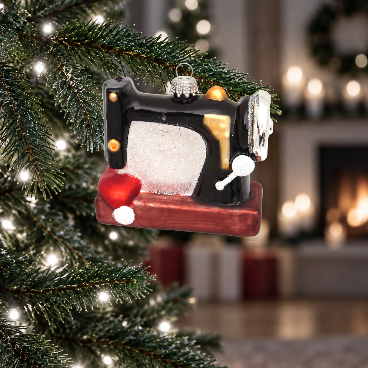 Krebs Glas Lauscha Décorations pour l'arbre de Noël »Nähmachine« Glas, 1 Stück
