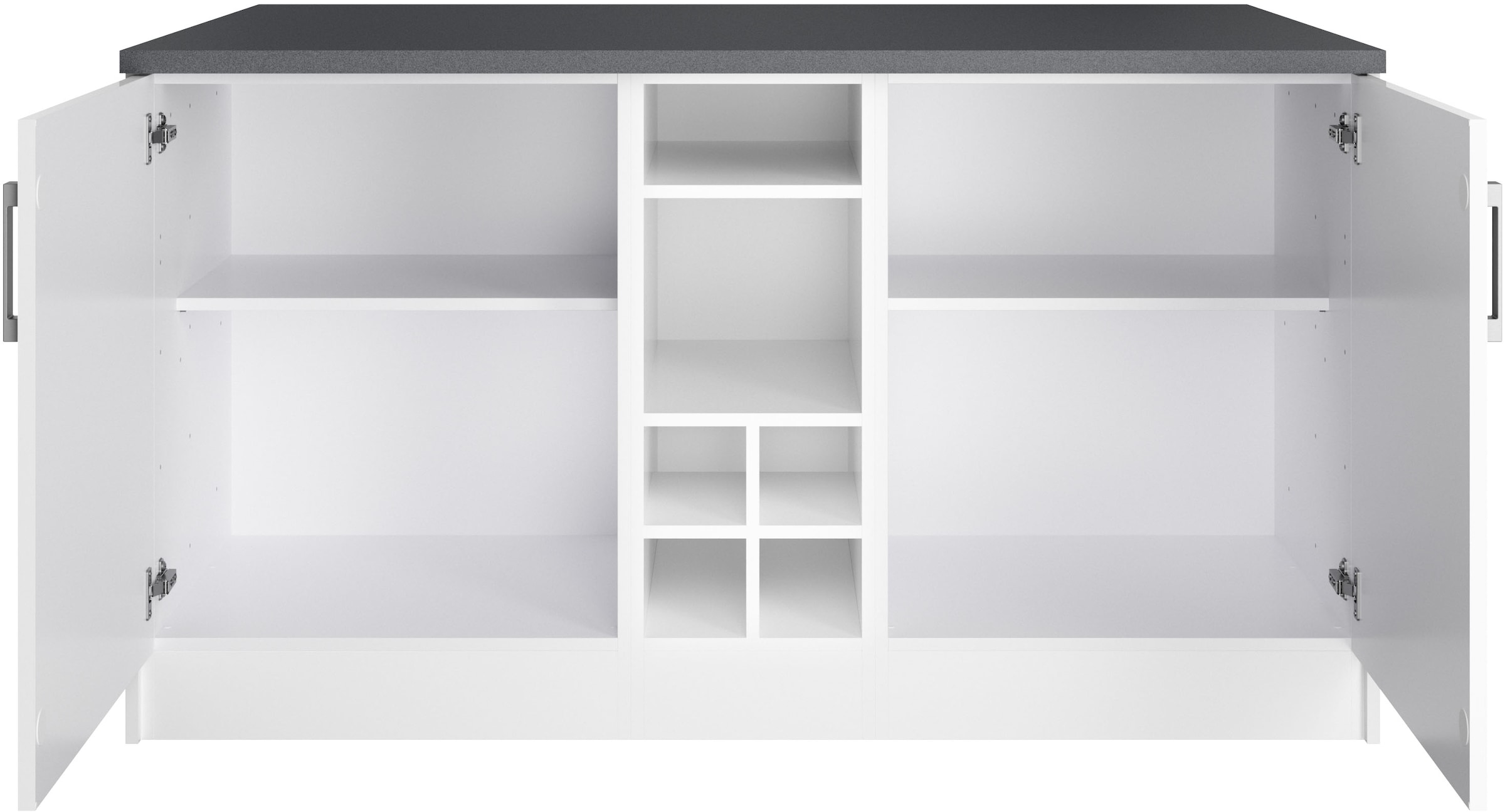 KOCHSTATION Ilot de cuisine »KS-Toronto« largeur 153 cm, façades MDF, casier à bouteilles