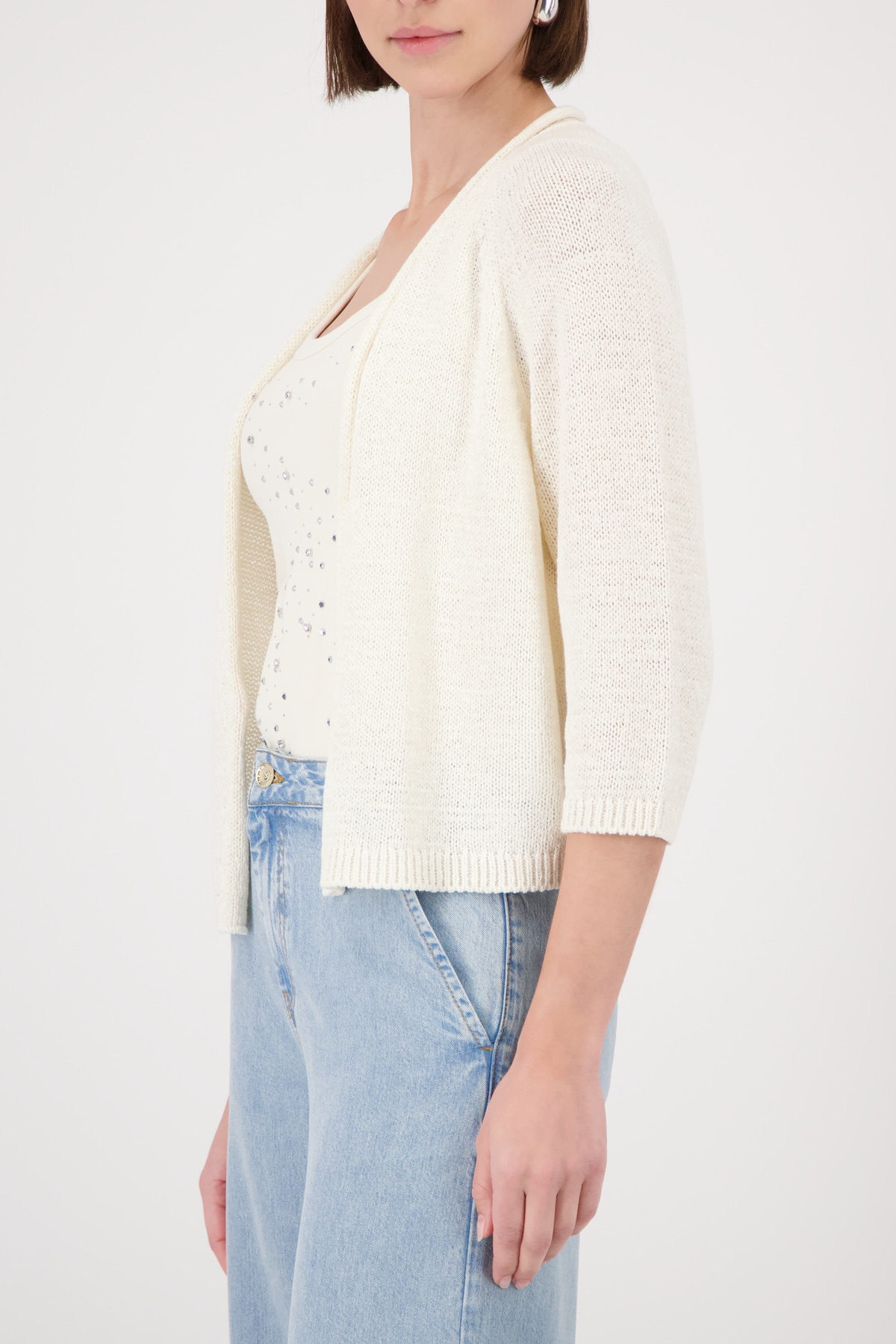 Monari Strickjacke »Jacke Stricküberwurf Basic« Regular fit mit Halbarm