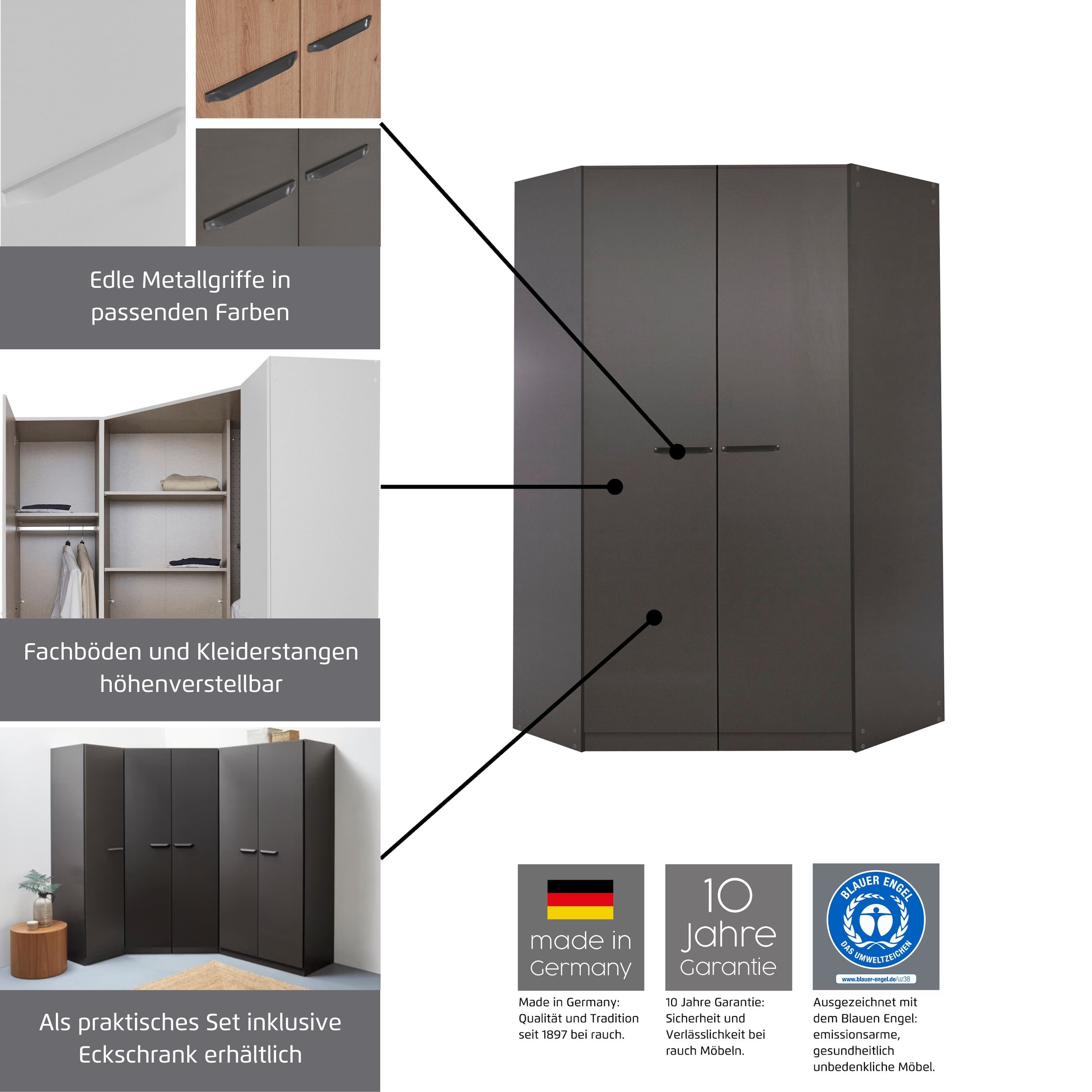 rauch Schrank-Set »Kleiderschrank Schrank Garderobe Wäscheschrank VANDOR« Set, 