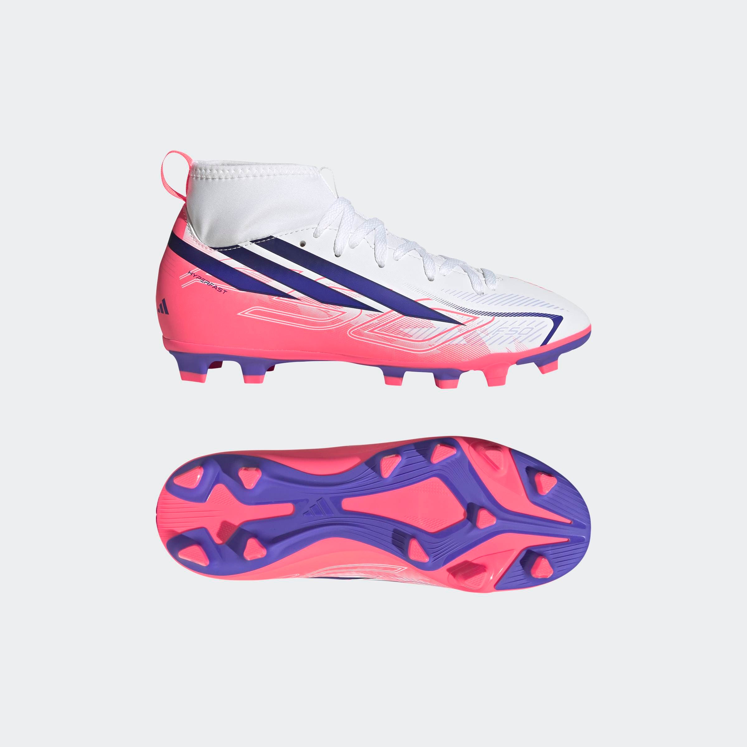 adidas Performance Fussballschuh »F50 HYPERFAST CLUB KIDS , FESTE BÖDEN/GEMISCHTE BÖDEN, HALBHOCH GESCHN«  für viele verschiedene Böden geeignet, für Jugendliche & Kinder