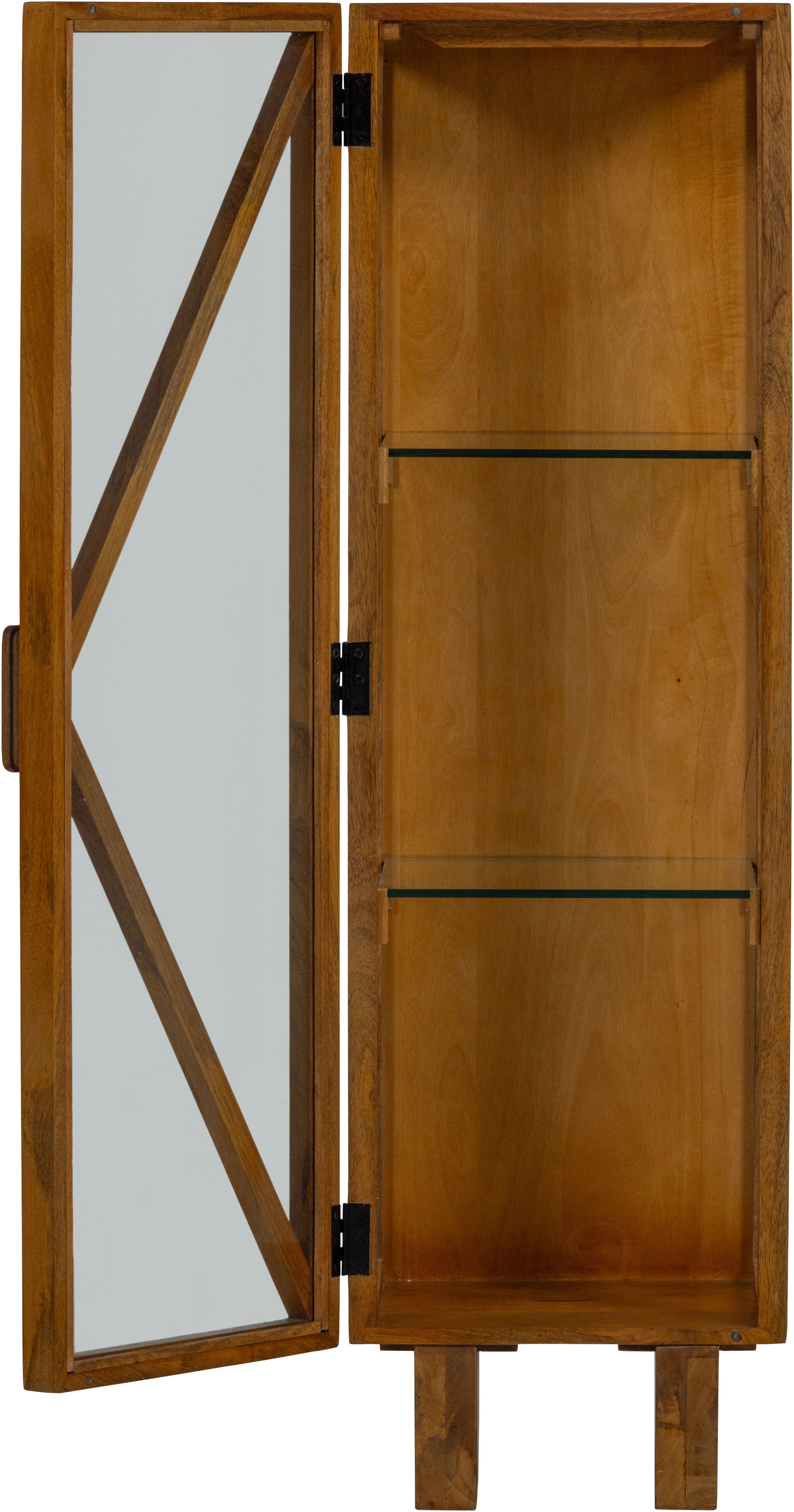 WOOOD Vitrines »Kella Mangoholz mit Glastüren und Glaseinlegeböden 40 x 39 x 137 cm« Capacité de charge 5–7 kg par tablette en verre, fixation murale recommandée