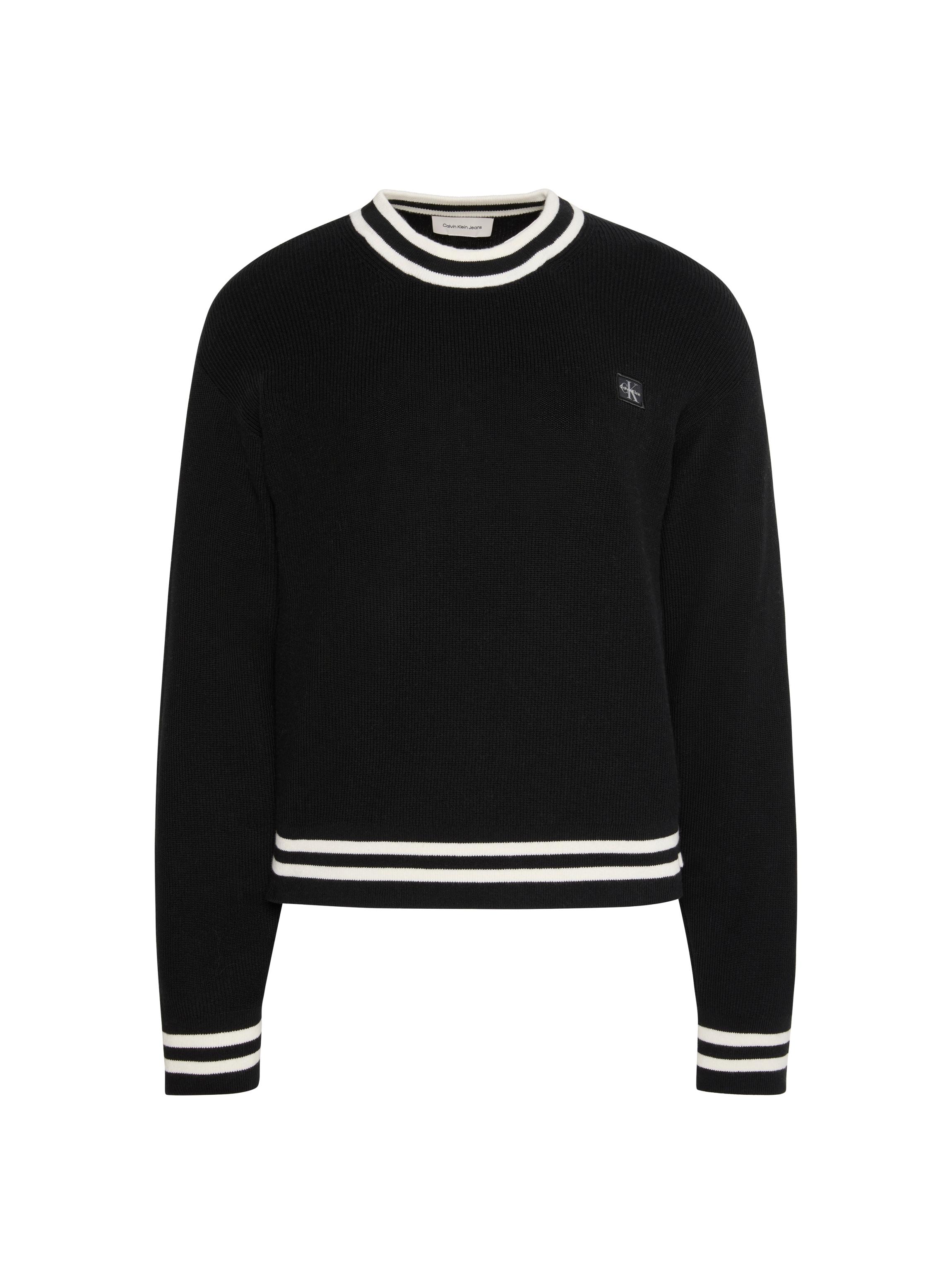 Calvin Klein Jeans Rundhalspullover »WOVEN LABEL CREWNECK SWEATER« Regular fit mit Rundhalsausschnitt