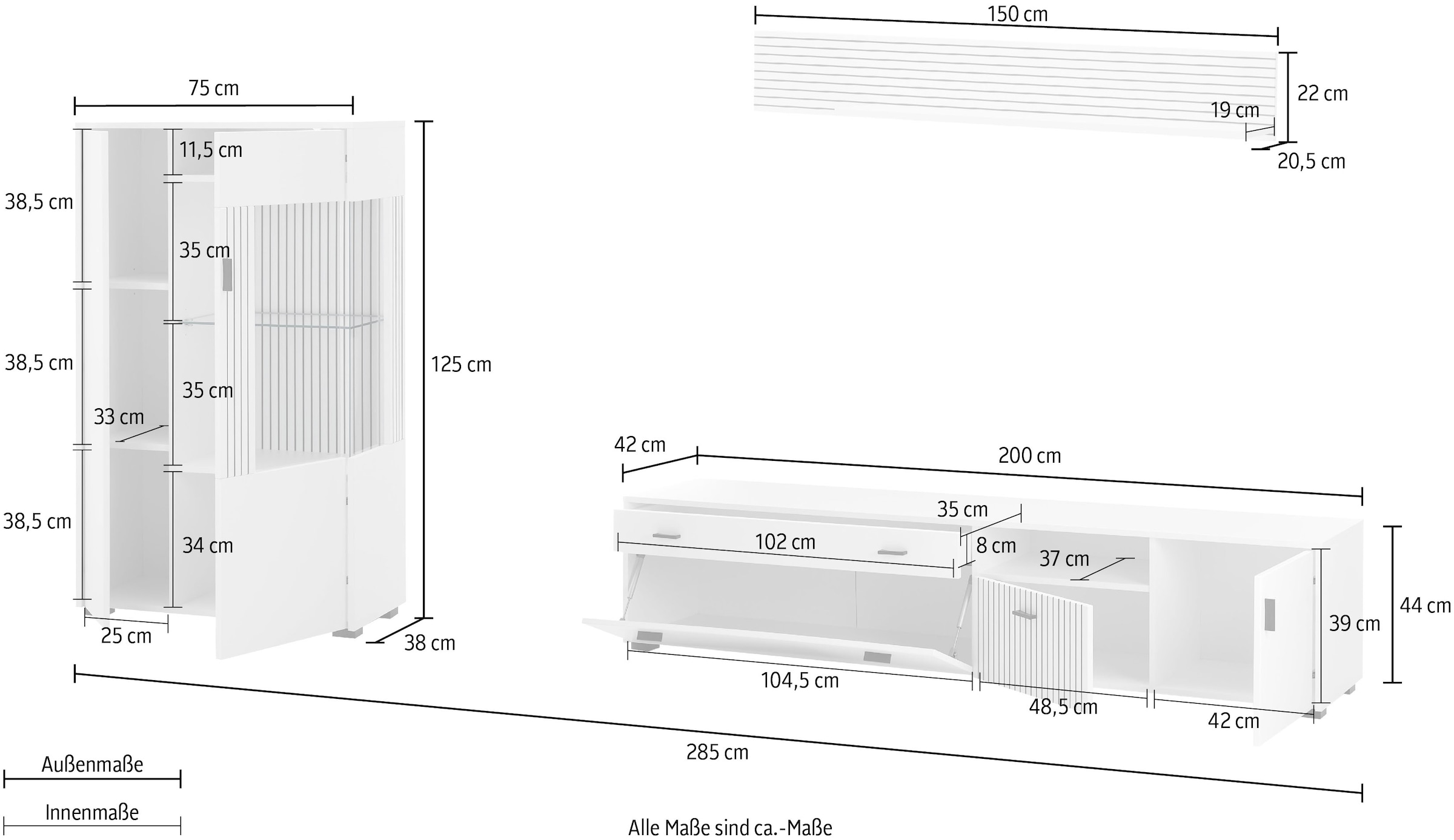 INOSIGN Wohnwand »HUDSON« Set, 3 Stk. tlg.