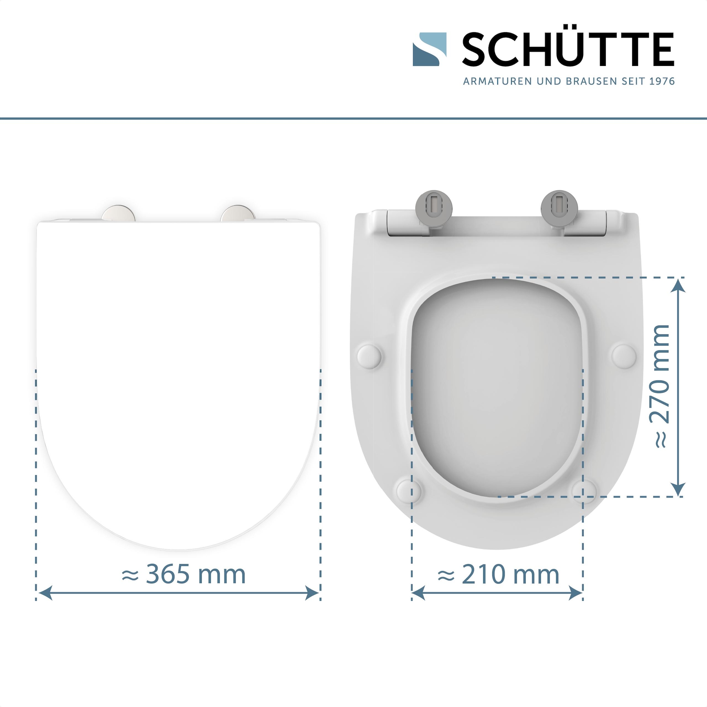 Schütte WC-Sitz »Duroplast, WHITE D-Form PRO 6« WC-Sitz, Befestigungsmaterial, Montageanleitung,  mit Absenkautomatik und Schnellverschluss