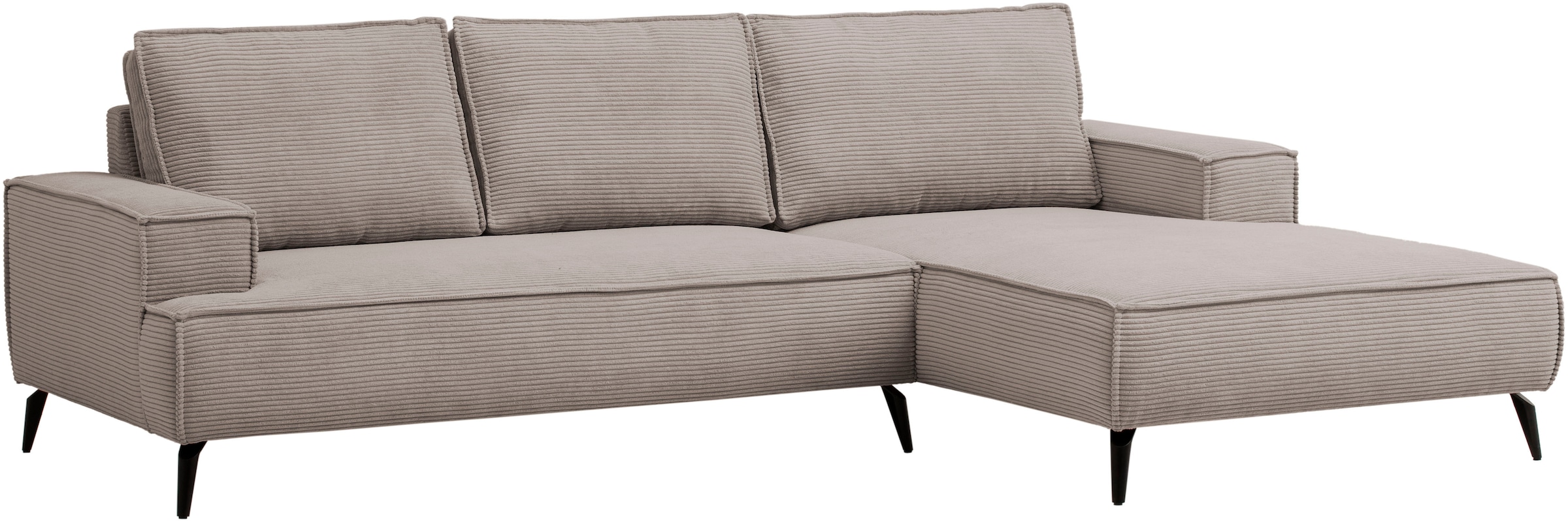 andas Canapé d'angle »TVINNU, L-Form, 275cm, in Cord und Leinenoptik« wahlweise Recamiere rechts/links, schwarze Füsse, bequemer Sitzkomfort