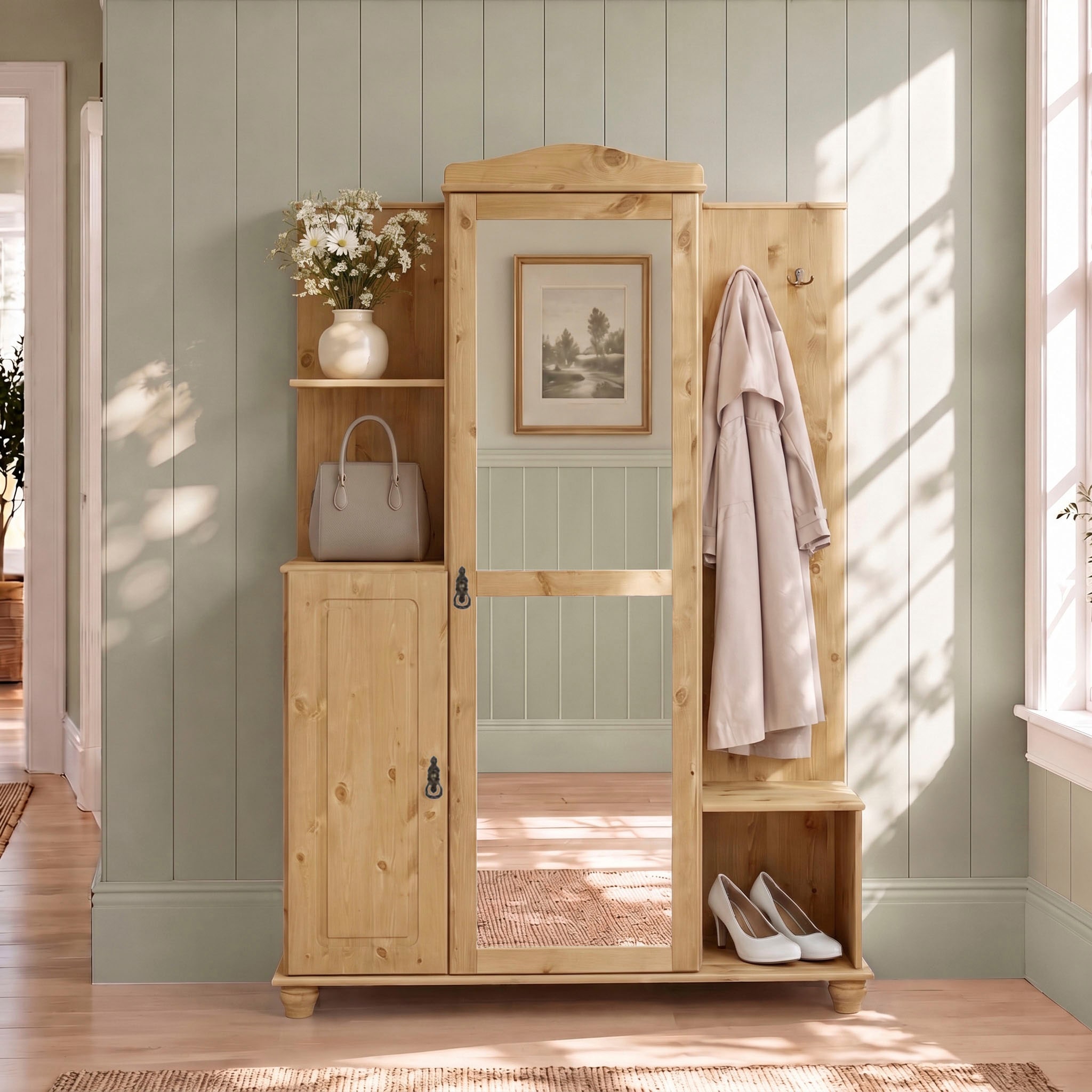GOODproduct Vestiaire compact »Finca« en pin massif, avec beaucoup d'espaces de rangement