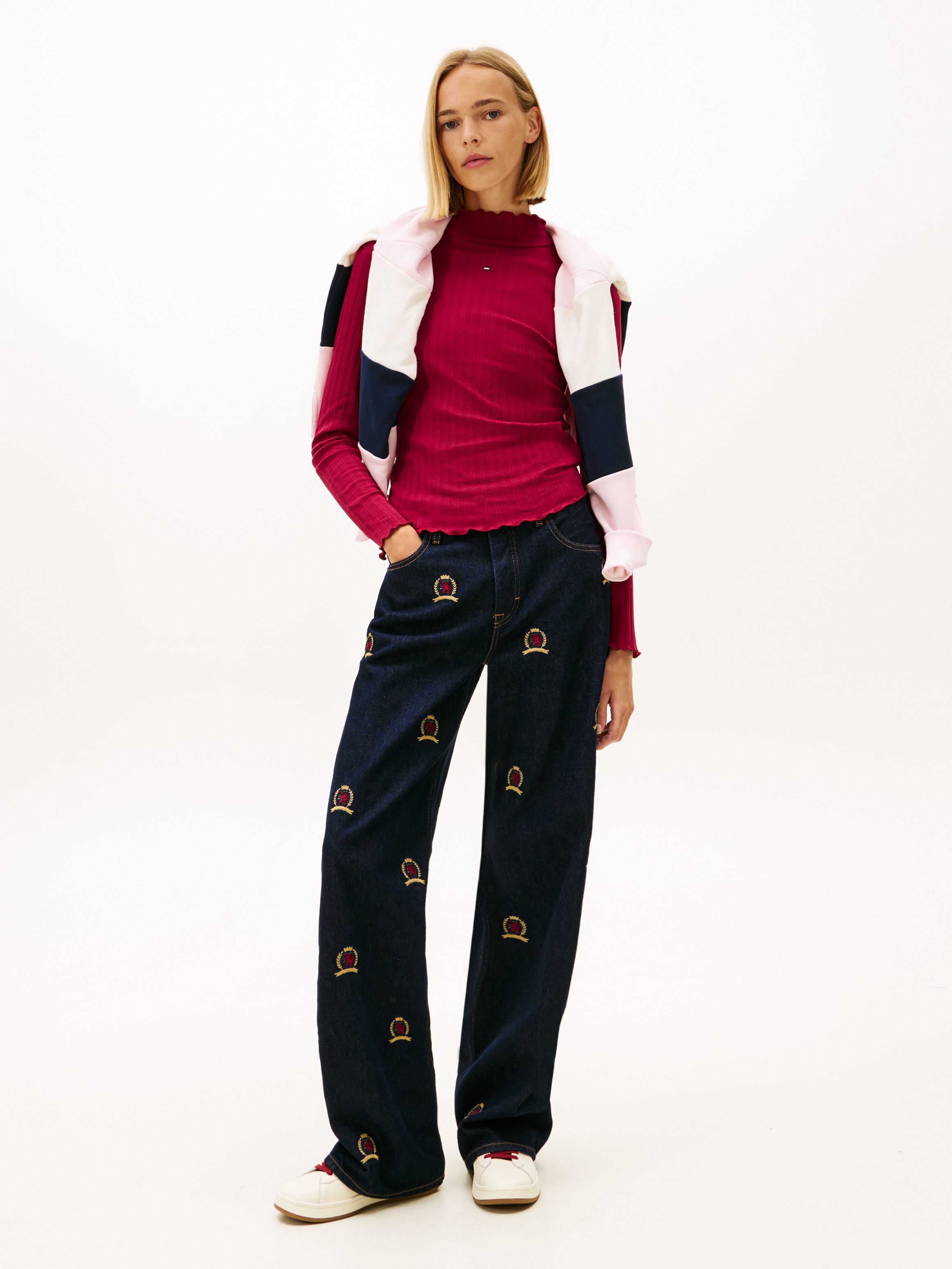 Tommy Jeans Langarmshirt »TJW SLIM RIB LETTUCE EDGE LS« Packung, 3 tlg. in gerippter Struktur