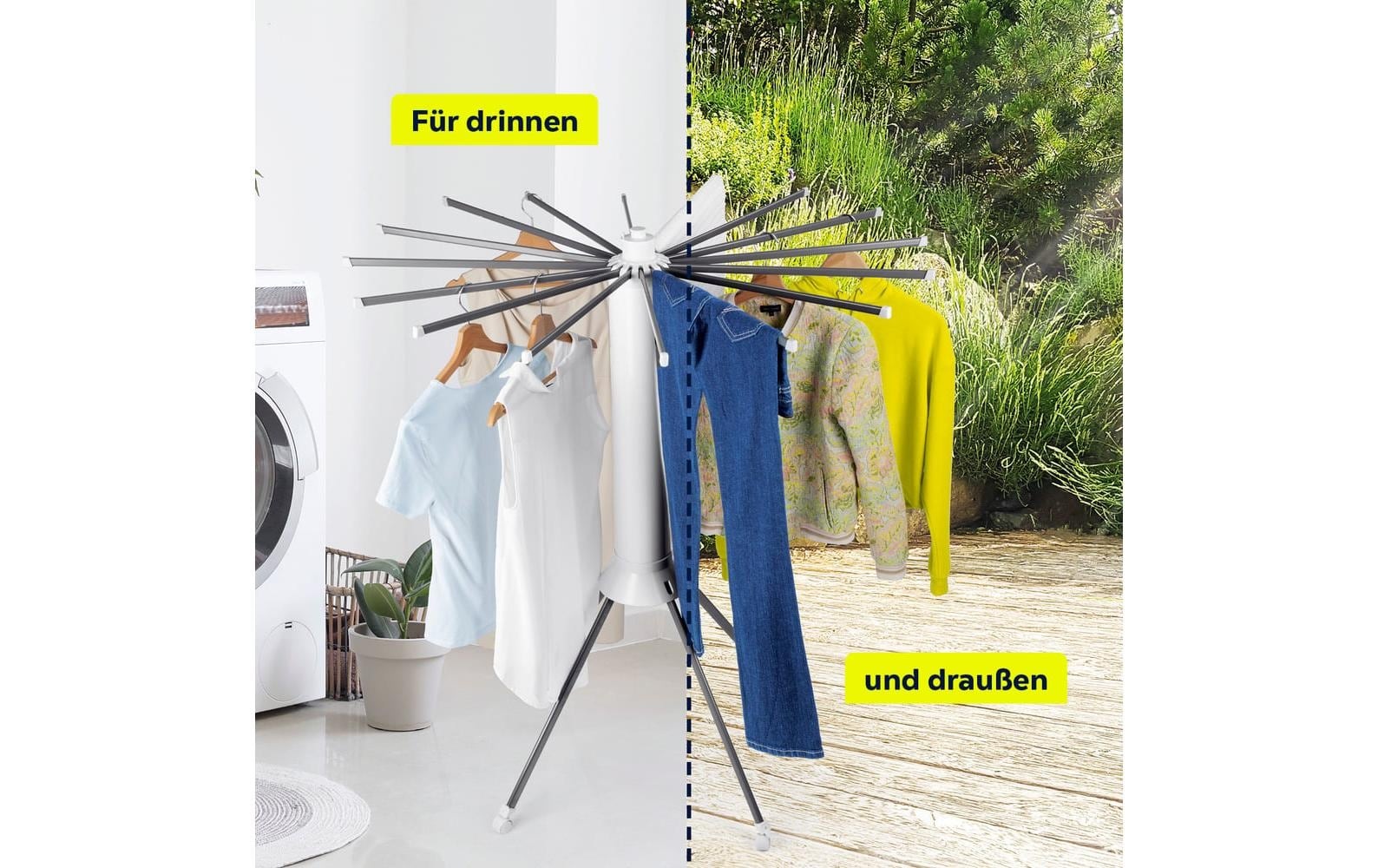 EASYmaxx Séchoir à linge »8 m Leine, 20 kg Wäsche« Wäscheständer mit ausziehbaren Armen