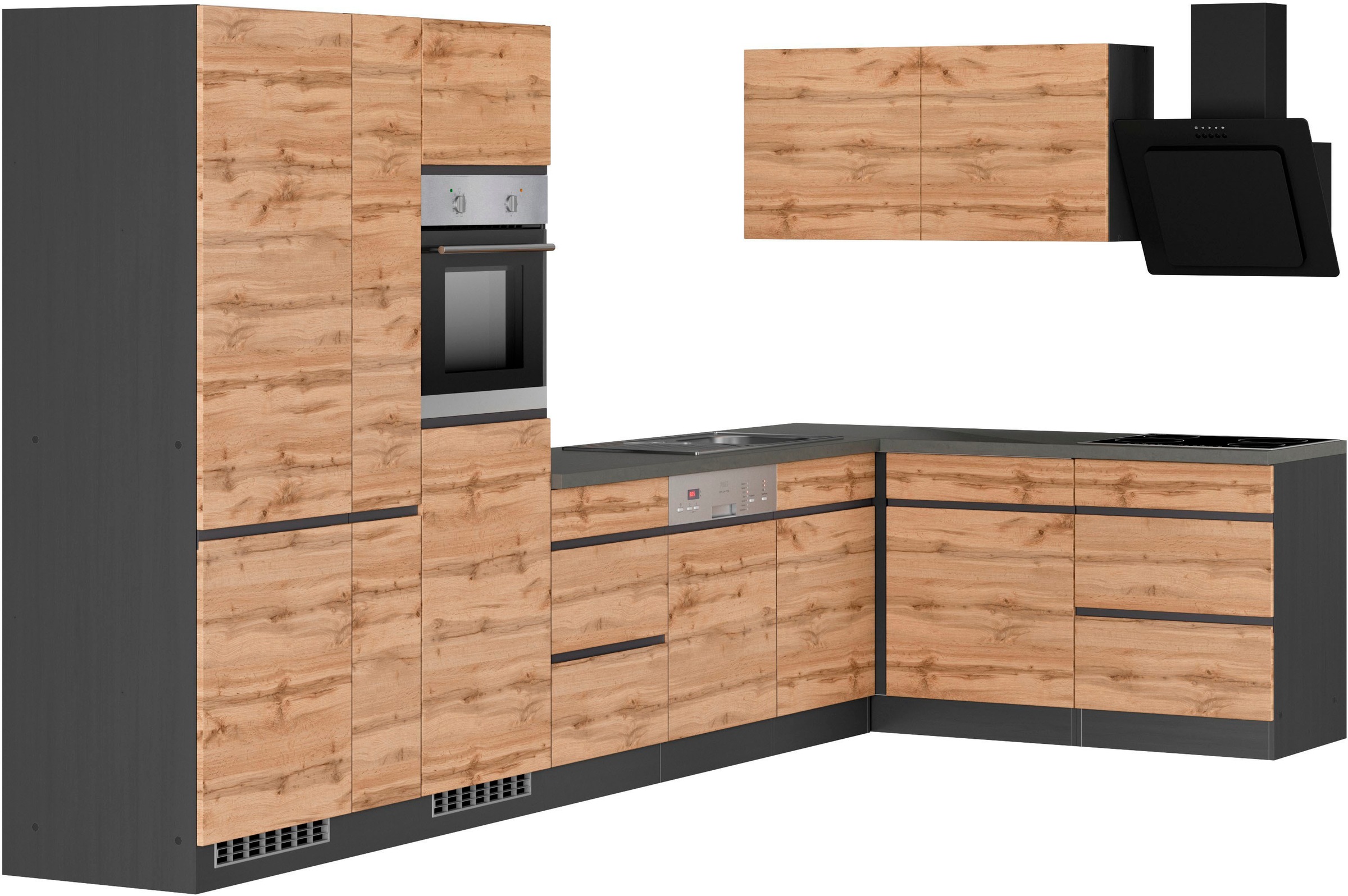 KOCHSTATION Winkelküche »KS-Riesa« Stellbreite 390/180 cm, ohne E-Geräte