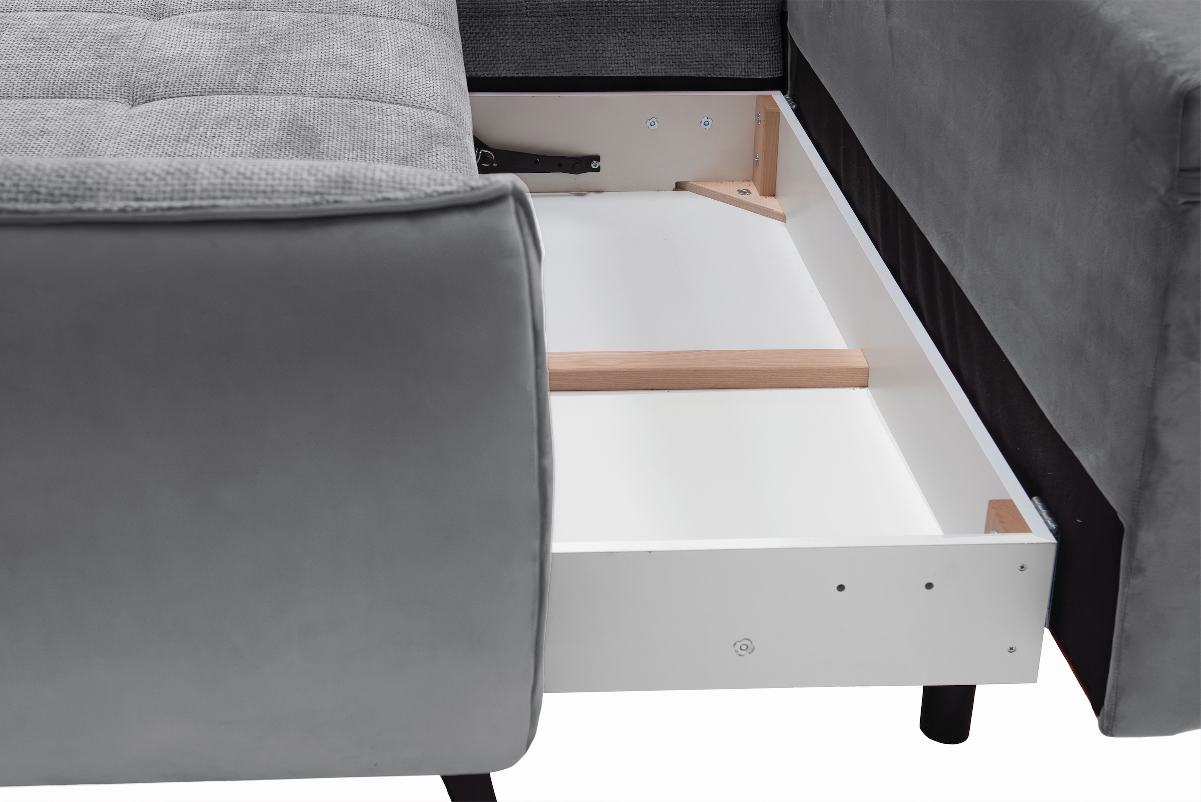 exxpo - sofa fashion Ecksofa »Midway Easy-Lift-Bettfunktion, 15cm bodenfrei, bequem, Breite 282cm« inkl. Bettfunktion und praktischem Bettkasten, L-Form