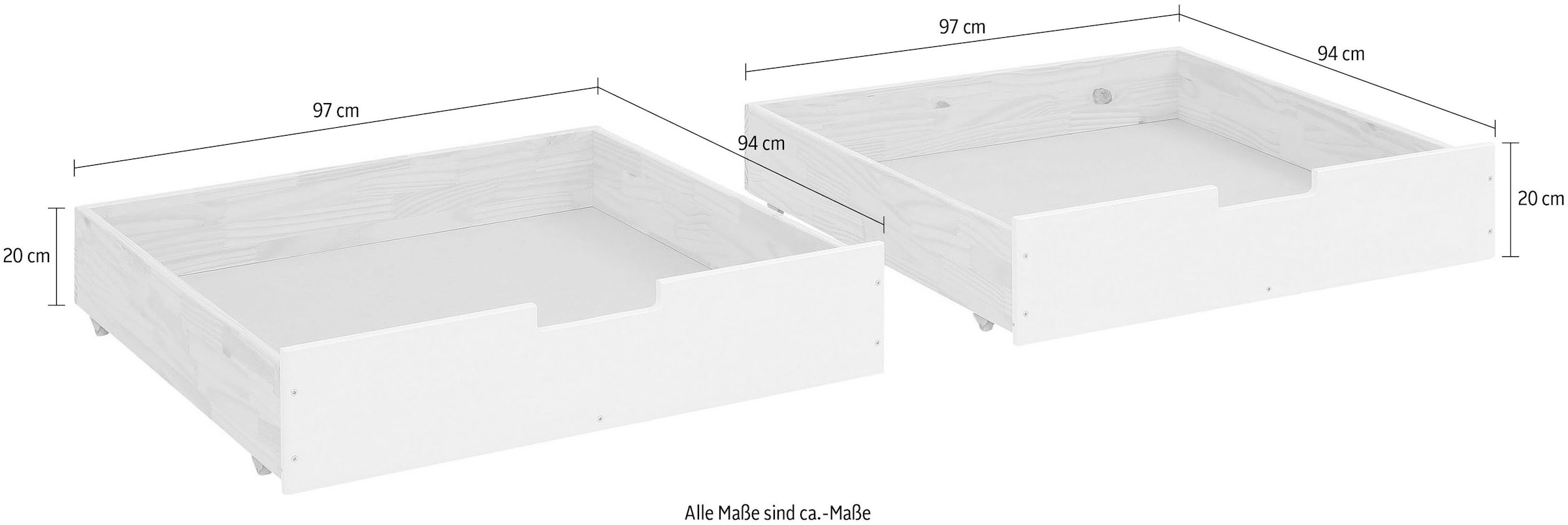 GOODproduct Bettschubkasten »Janne« Set, 2 Stk. tlg. Bettschubladen auf Rollen, passend für das GOODproduct Bett Tessin