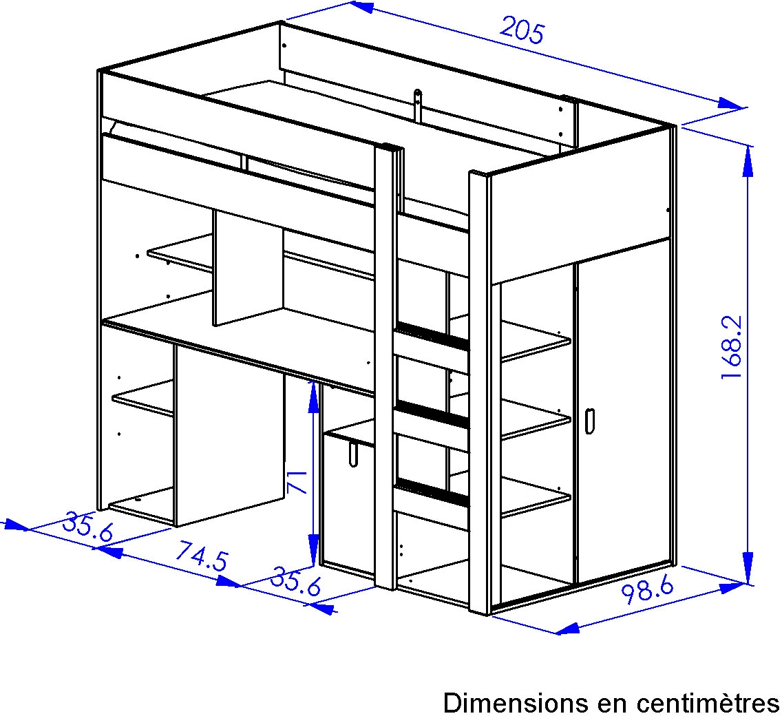 Gami Hochbett »Lugano« All-in-one Bett