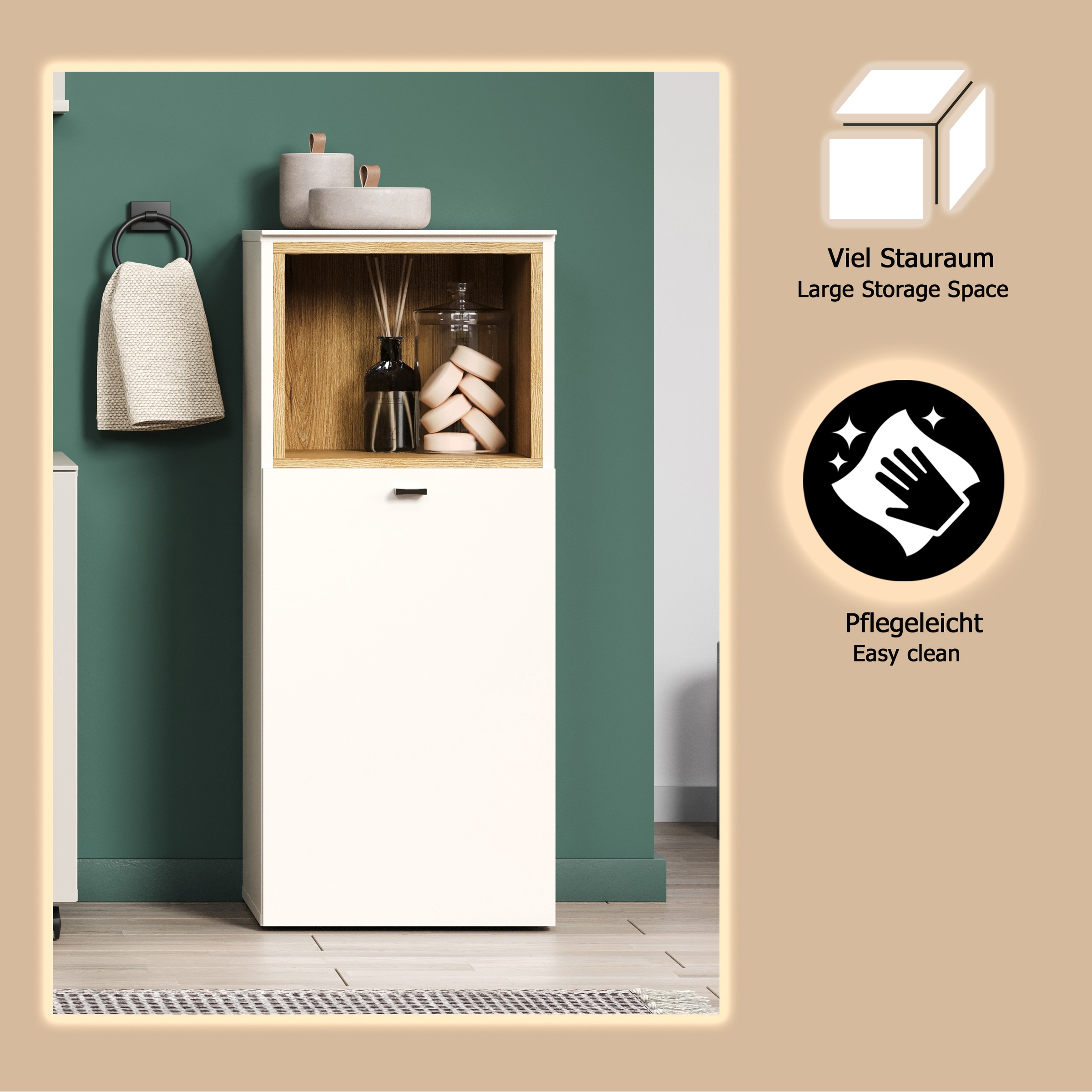 welltime Armoire basse »San Pedro« 1 cuis tlg. Standschrank mit Soft-Close Funktion - (B/T/H) 40/31/95 cm