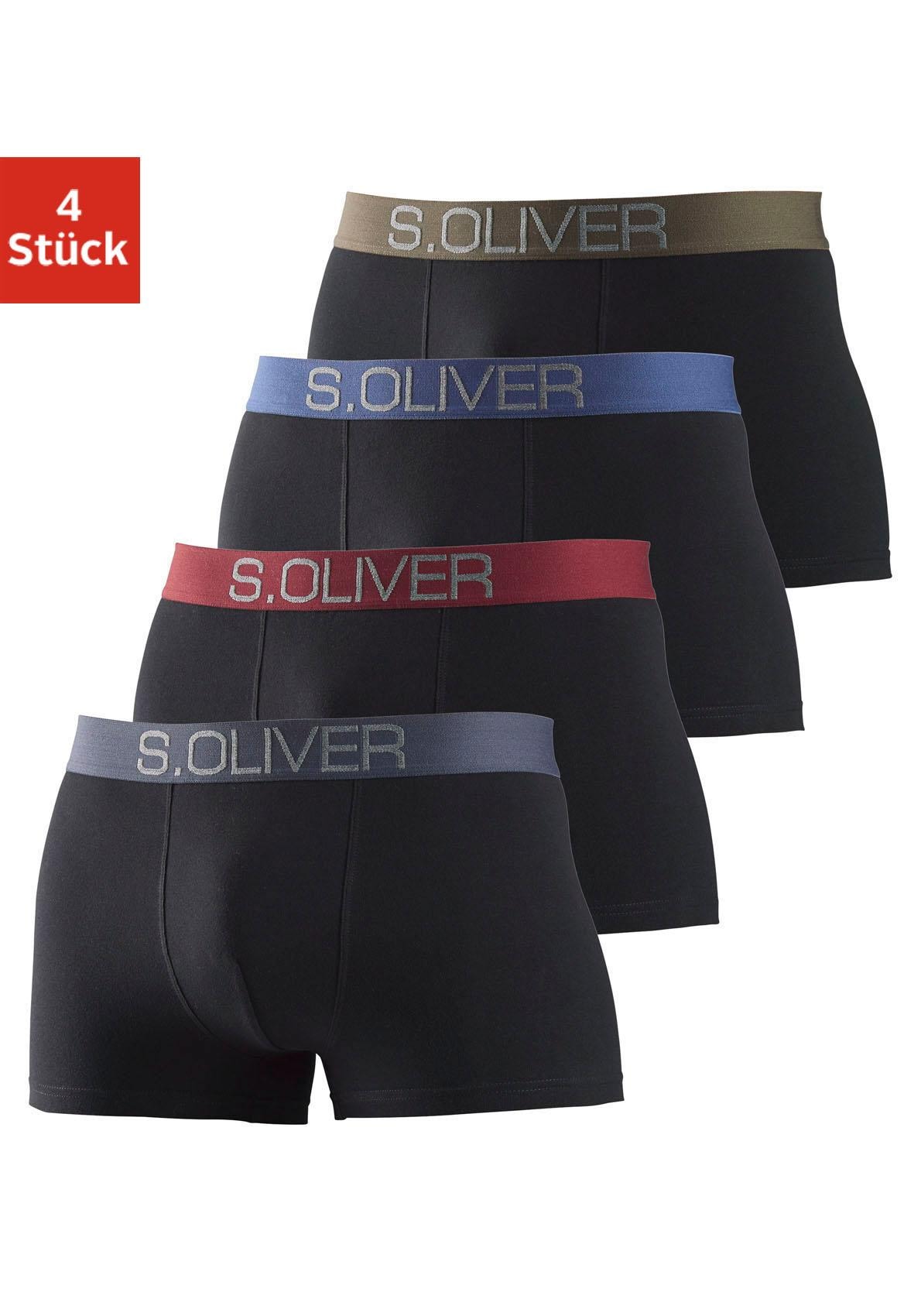 s.Oliver Boxer »Boxershorts für Herren« Packung, 4 Stk. mit kontrastfarbenem Webbund