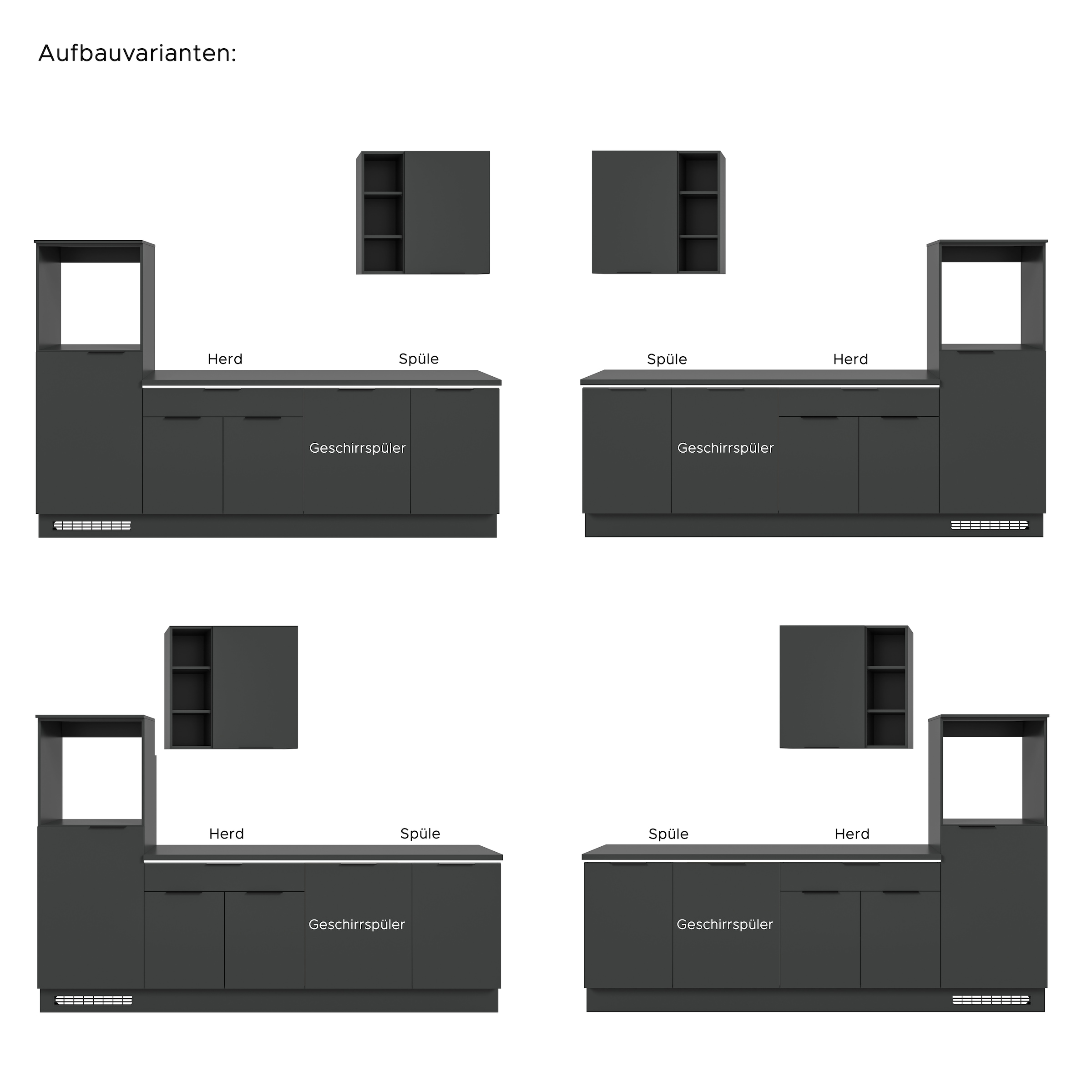 KOCHSTATION Kitchenette »KS-Lulea« Largeur 260 cm, sans appareils électriques, avec plan de travail épais de 3 cm