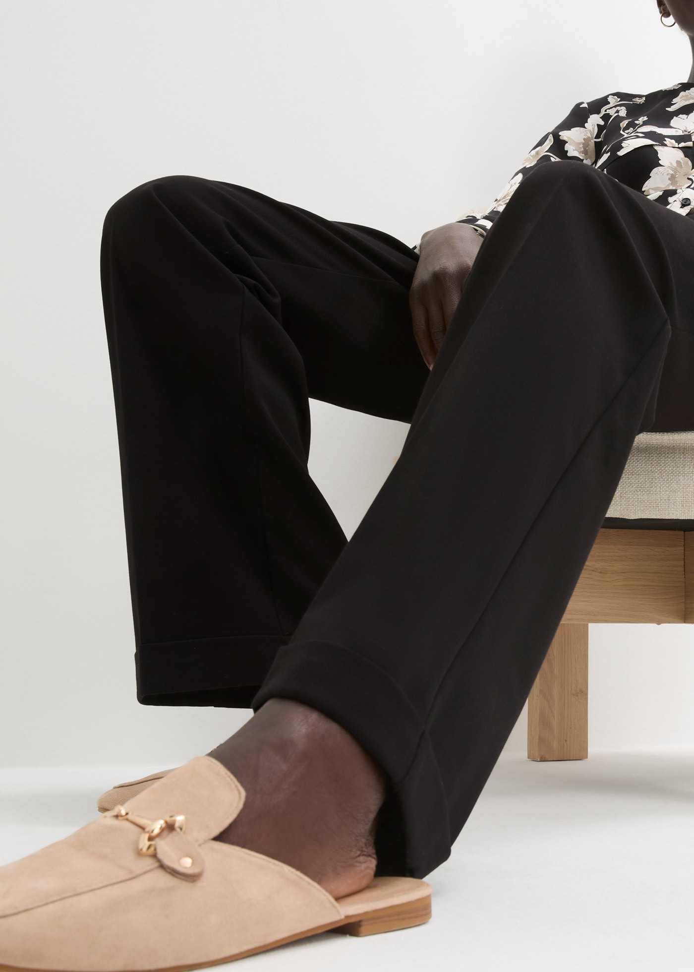 bonprix Pantalon marlène »Marlenehose«  weite Hose, mit Bügelfalte und Umschlagsaum, lockere Passform