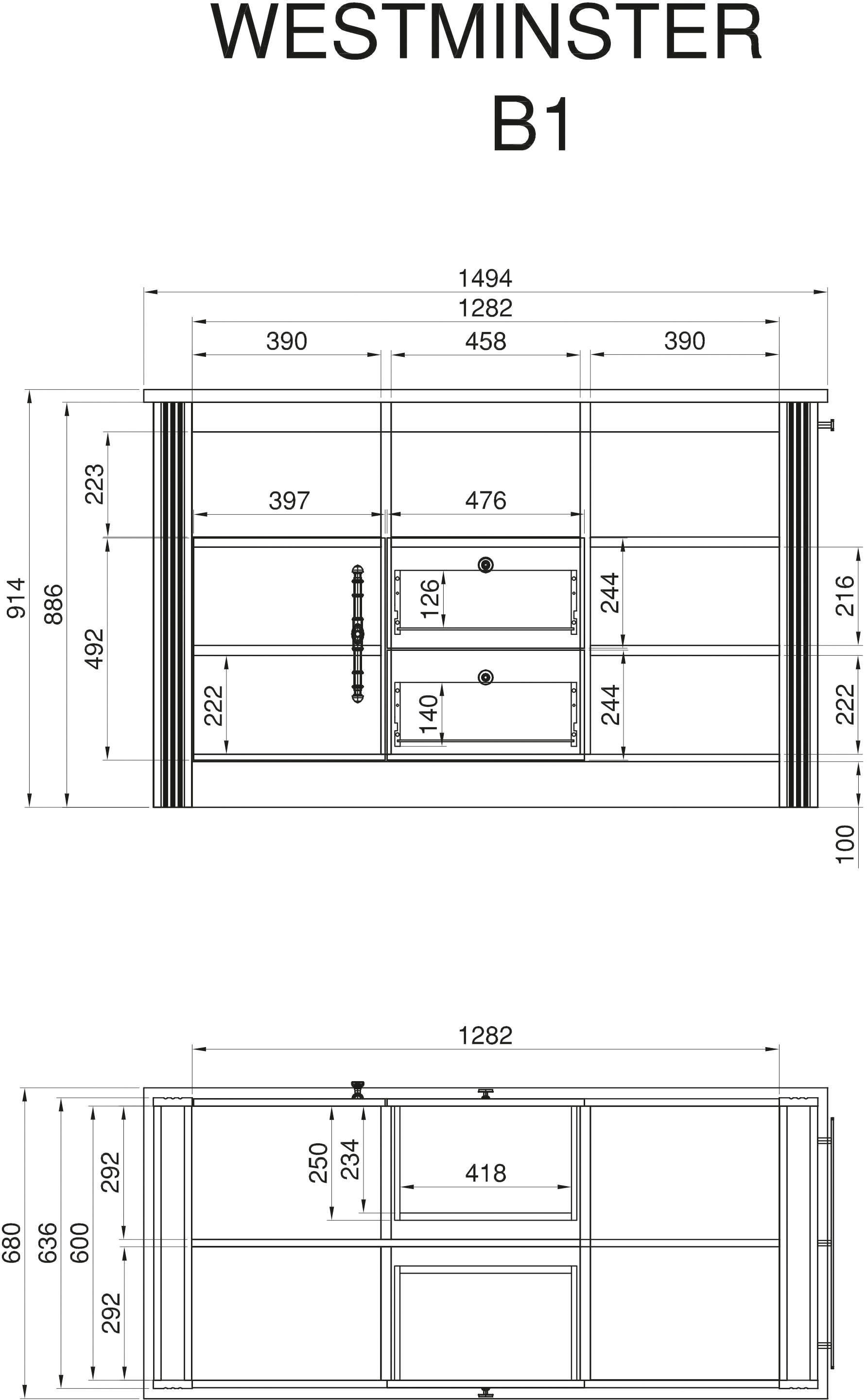 GOODproduct Cuisine »KS-Westminster« largeur 366 cm, sans appareils électriques