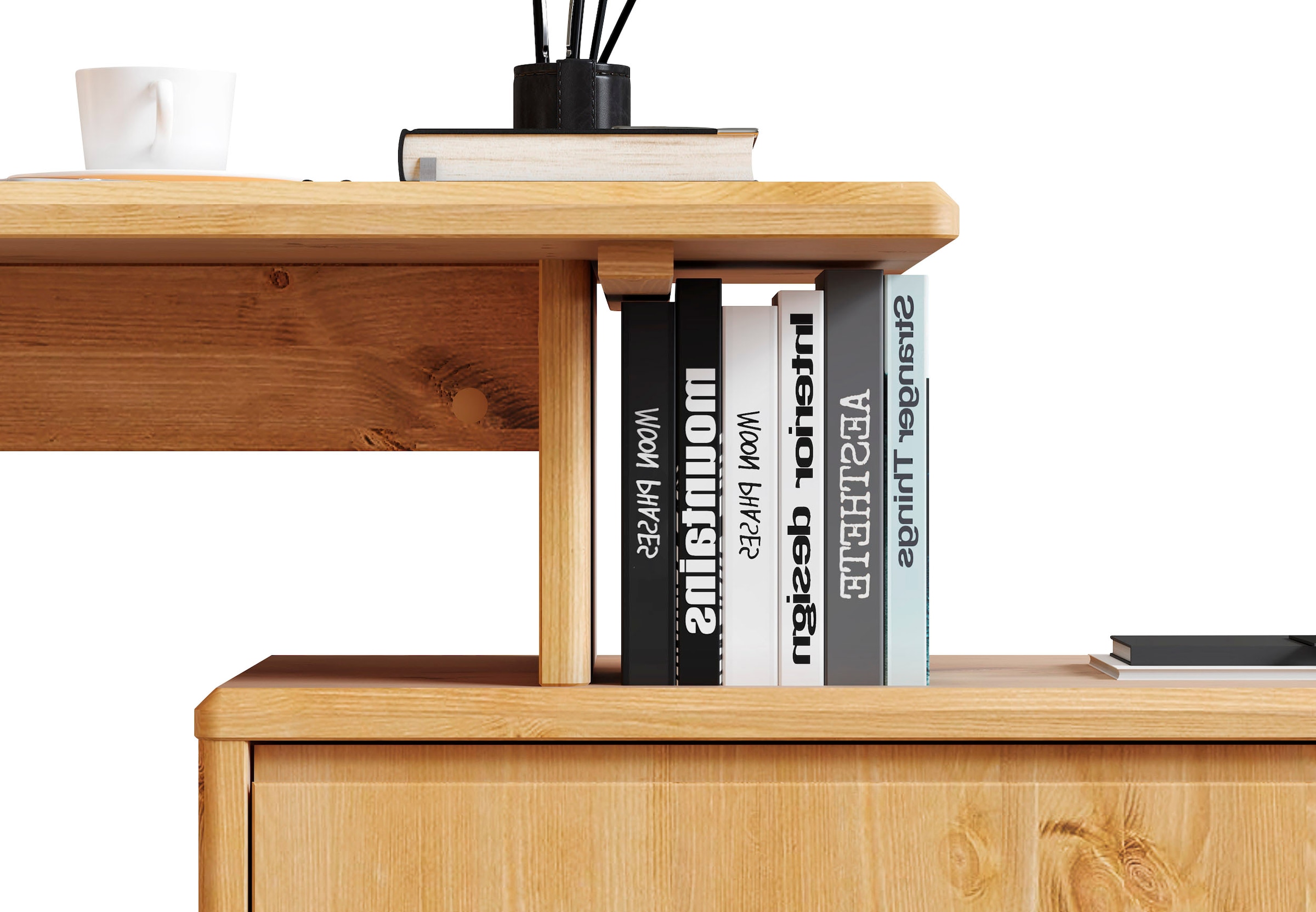 Home affaire Schreibtisch »Luven, aus Massivholz« in 2 Breiten, variable Nutzung als Schreibtisch oder Eckschreibtisch