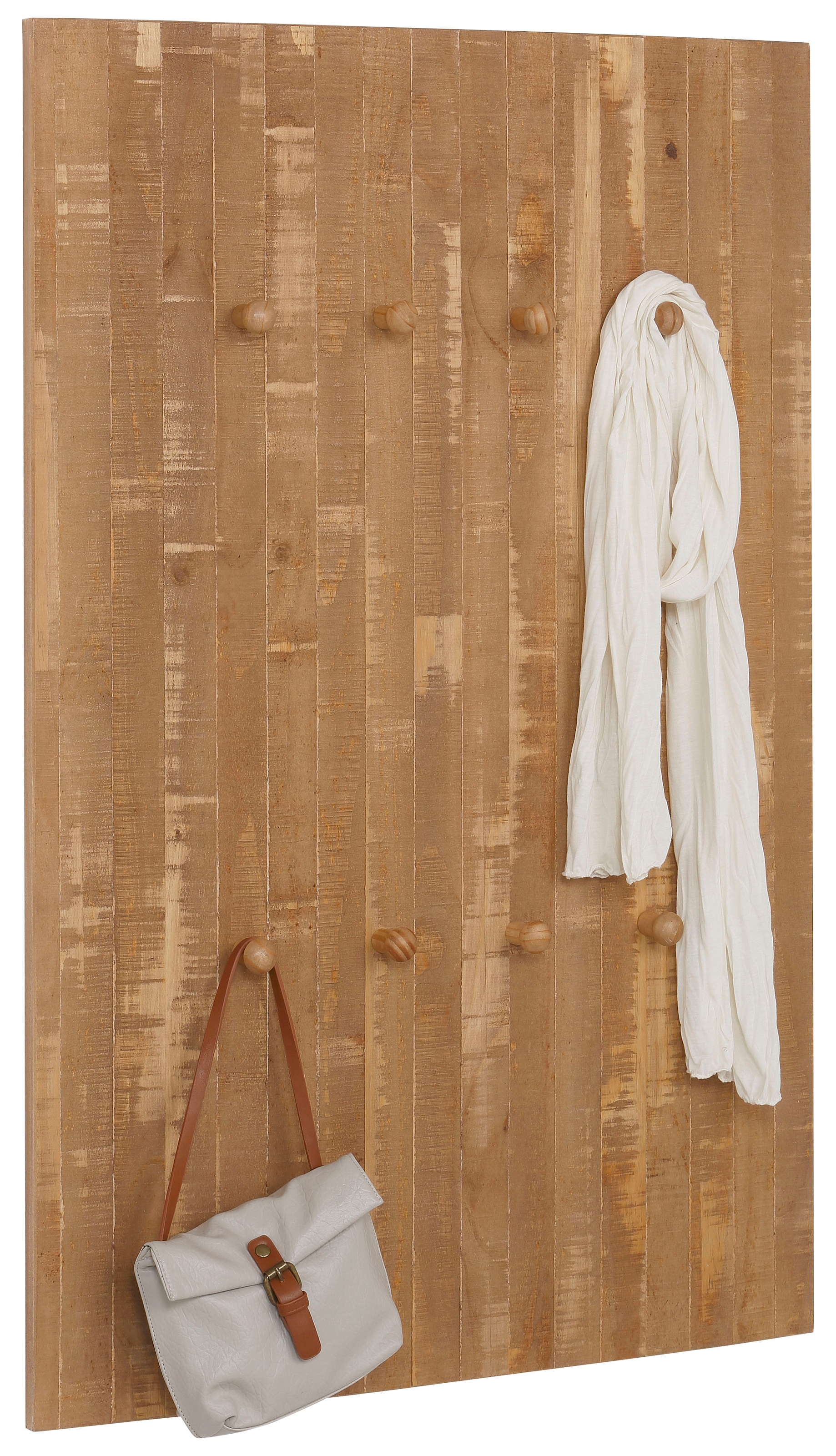 GOODproduct Panneau de vestiaire »Rondo« mit 8 massivem Holzhaken, im Shabby-Look, Breite 75 cm