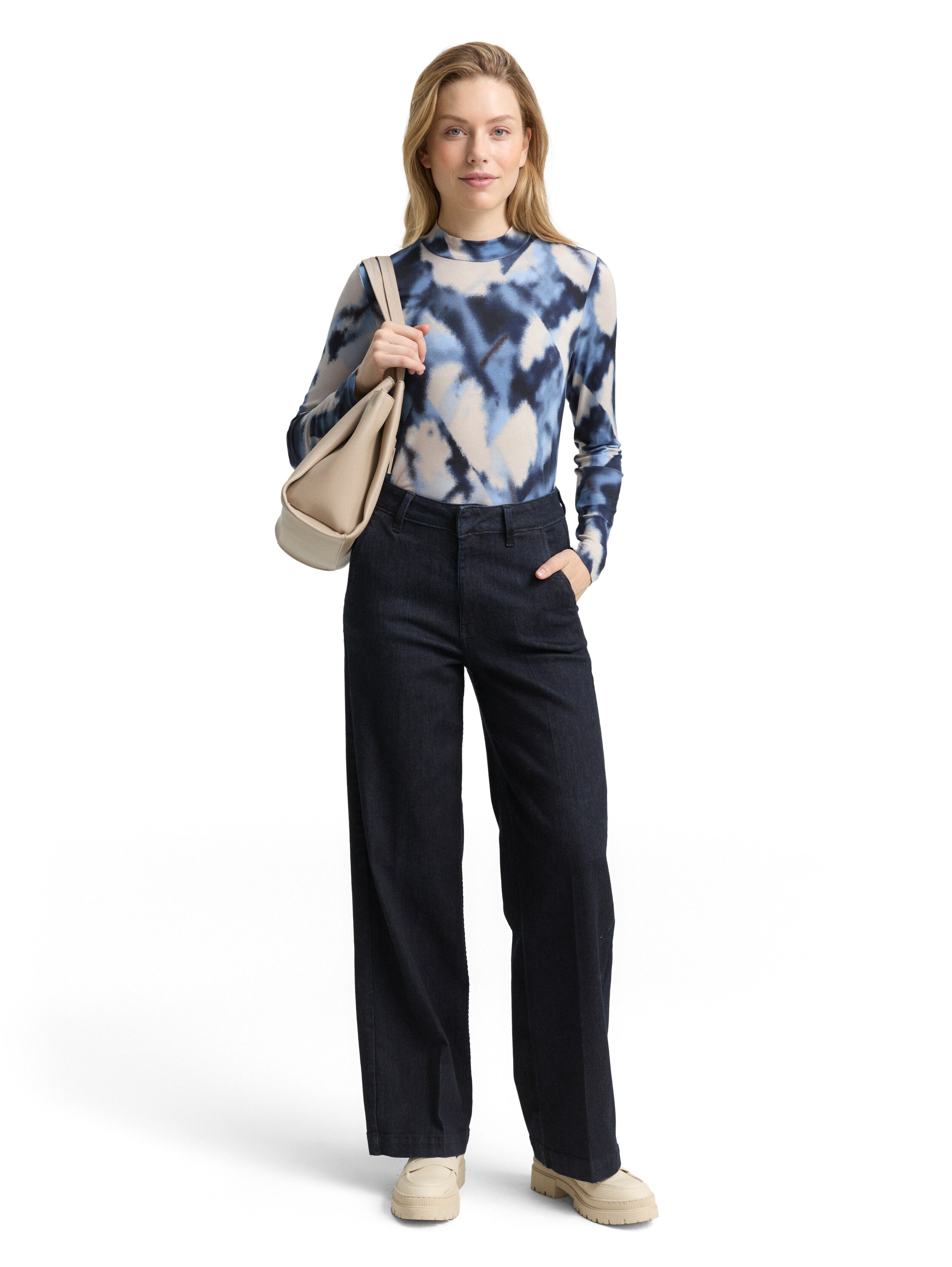 TOM TAILOR T-shirt à manches longues mit All-Over Print