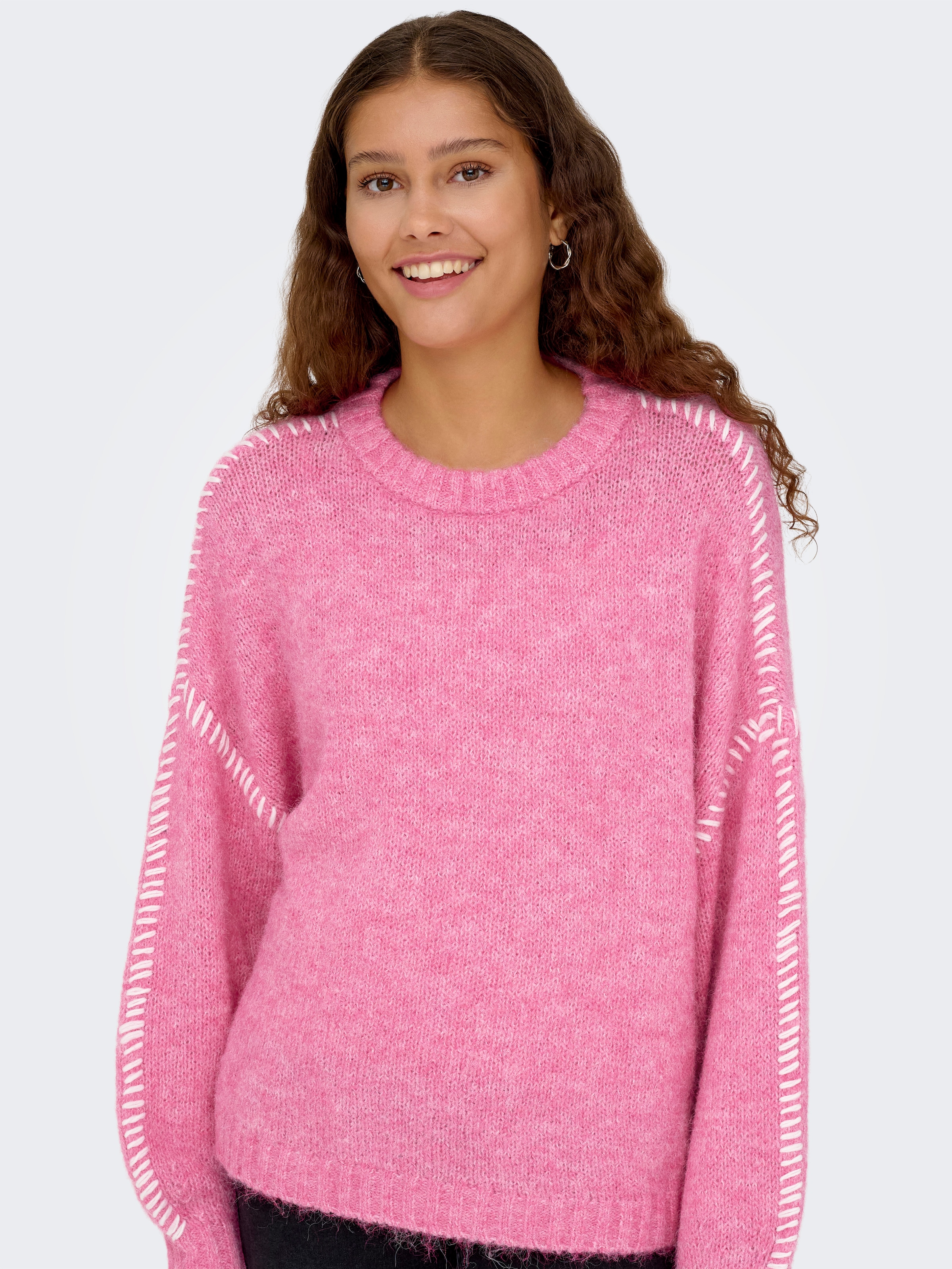JDY Pull à col rond »JDYZOEY LIFE L/S ON STITCH PULL KNT NOOS« avec coutures décoratives