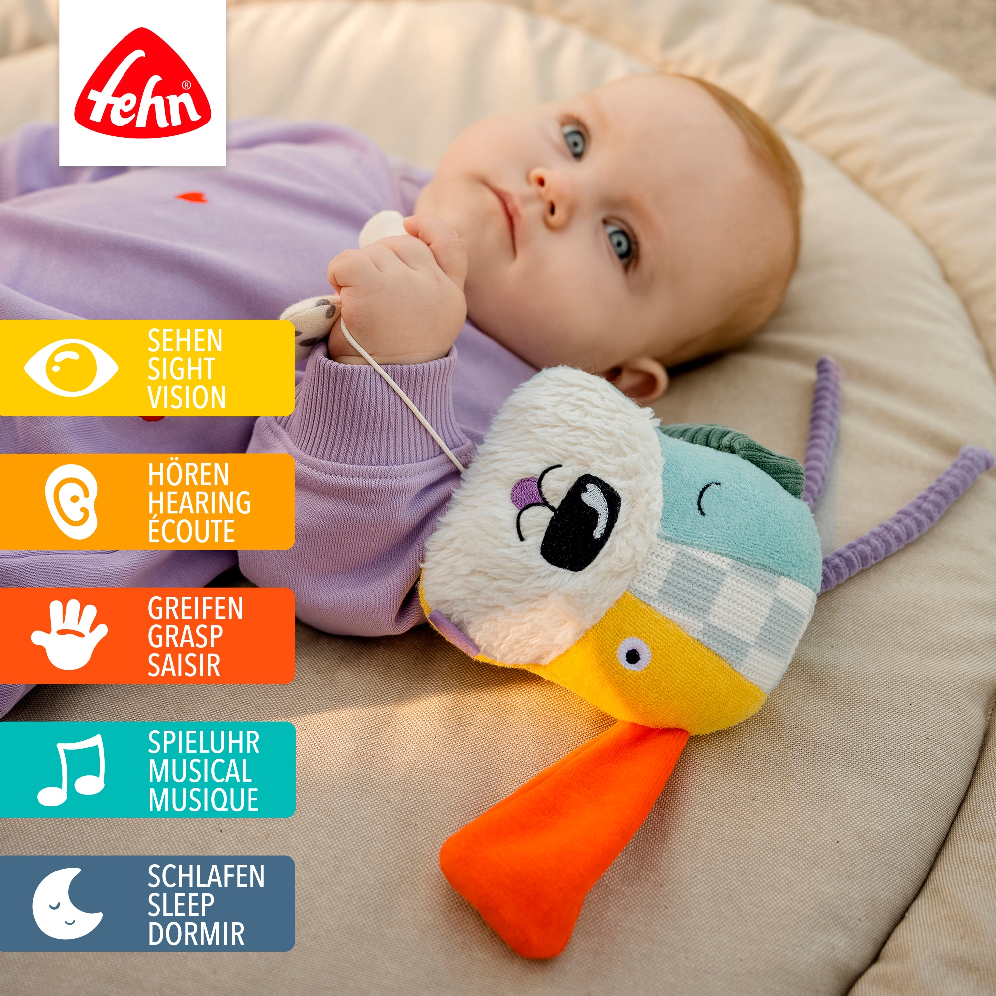 Fehn Boîte à musique »Mini-Spieluhr Hund« contient du coton bio