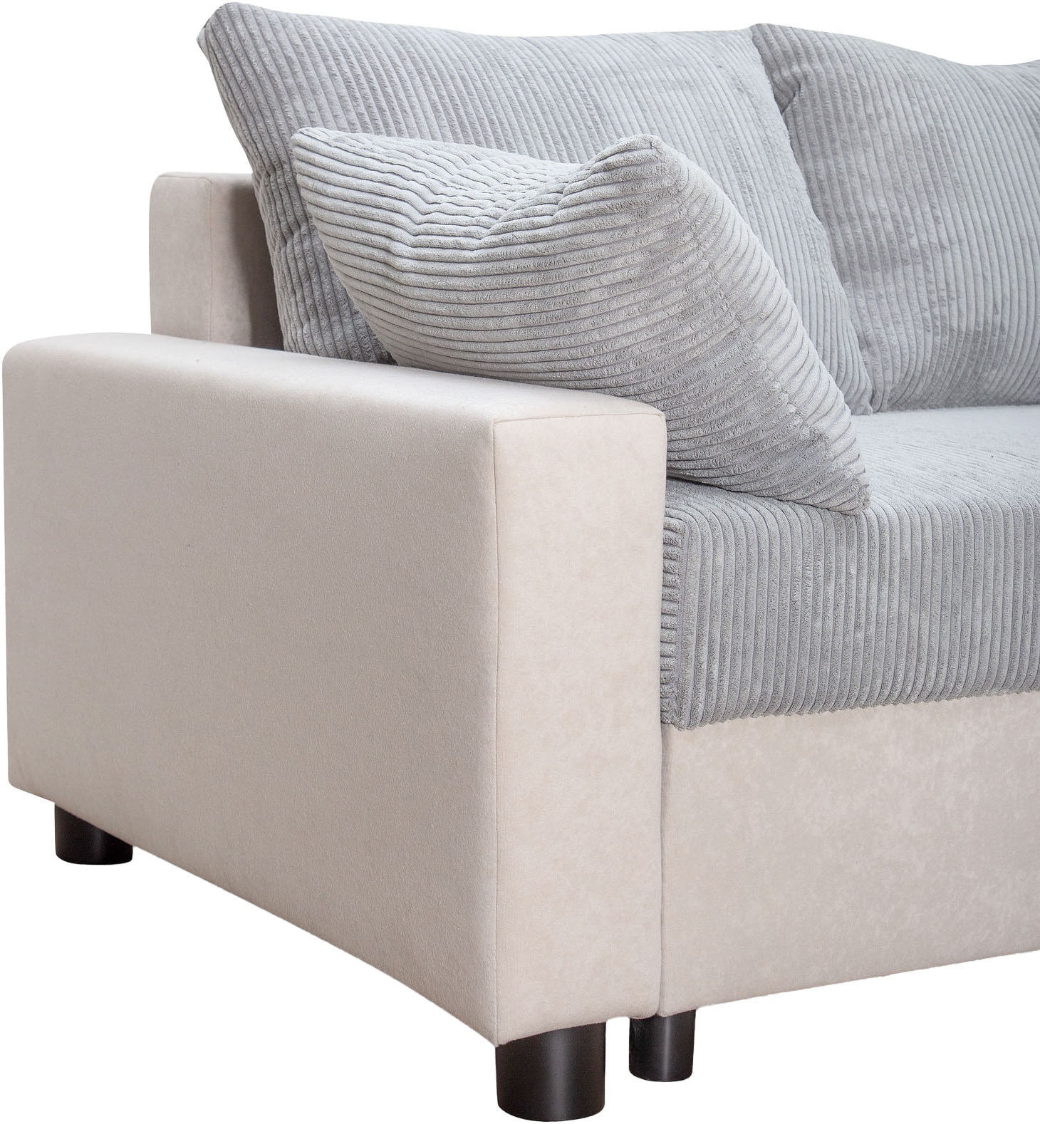 COLLECTION AB Canapé d'angle »Parma L-Form, B: 224 cm« fonction lit, coffre-lit & 2 coussins décoratifs, ressorts ensachés