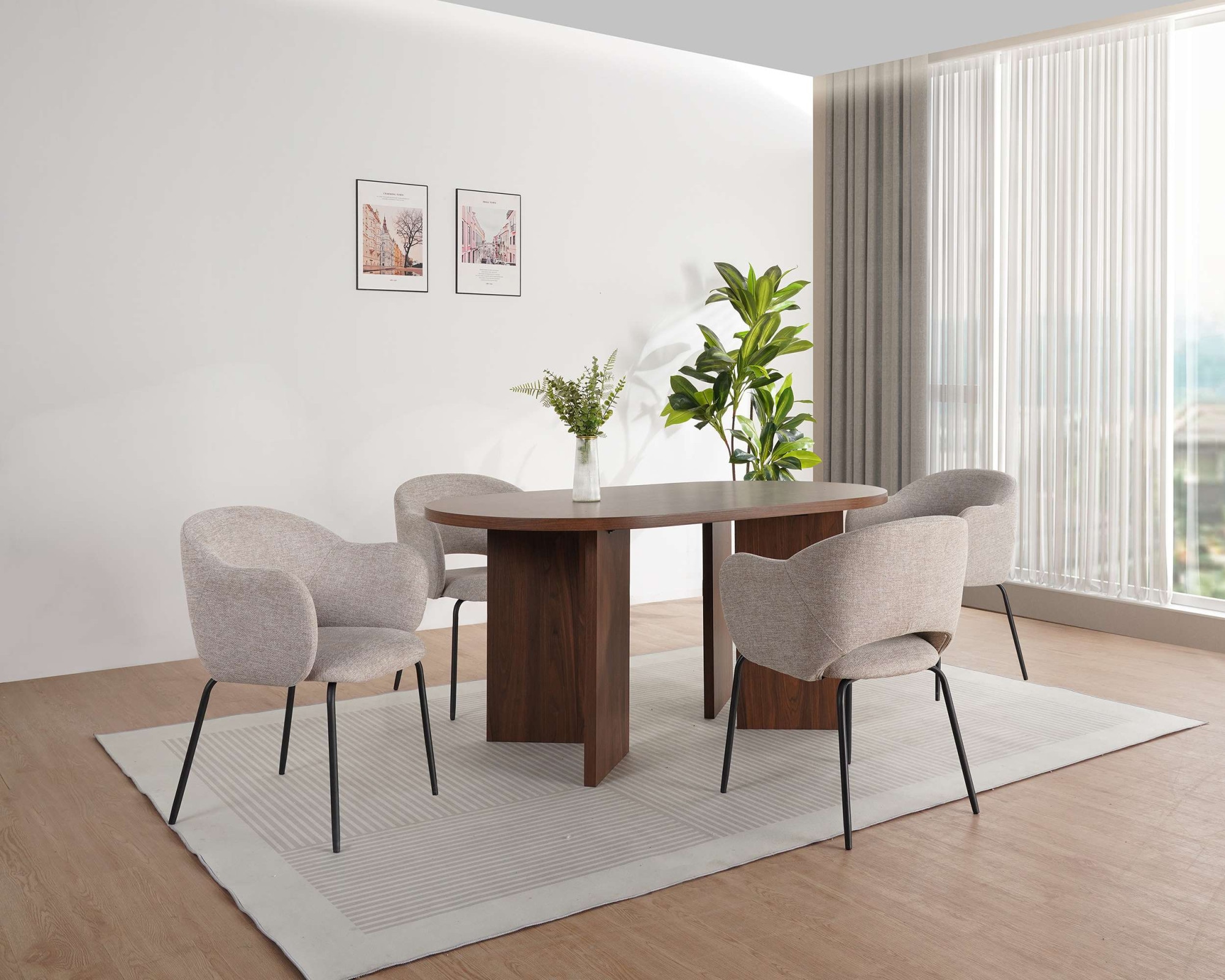 GOODproduct Chaise de salle à manger »Friedaa« (Set) 2 cuismit schwarzen Metallbeinen, Webstoffbezug, Sitzhöhe 46 cm