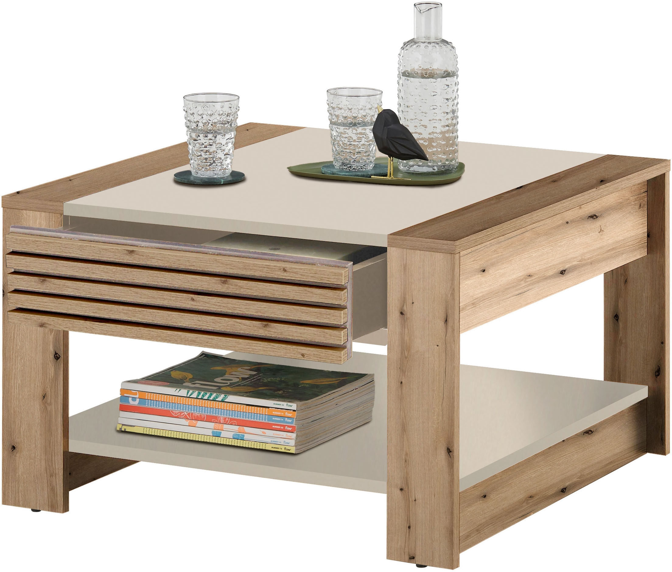 Stolkom Couchtisch »Feli Couchtisch B/H/T 70x42x70 cm« 1 Stk. tlg. MDF, fest verleimten Stäbchen