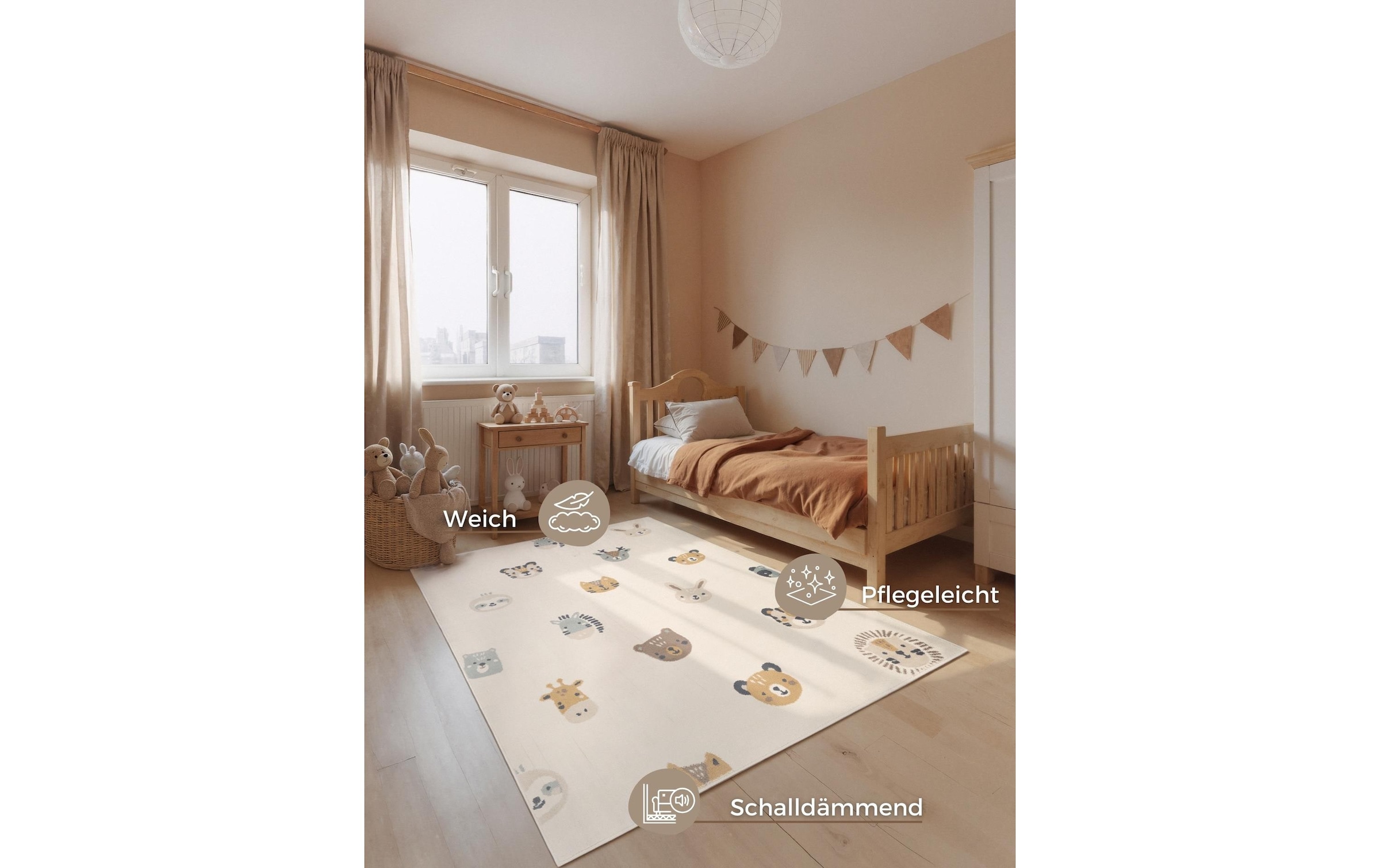 HANSE Home Tapis pour enfants »Tiny Zoo« Rectangulaire 10 mm Höhe Pflegeleicht, Weich, Kinderzimmer, Spielteppich, Spielunterlage