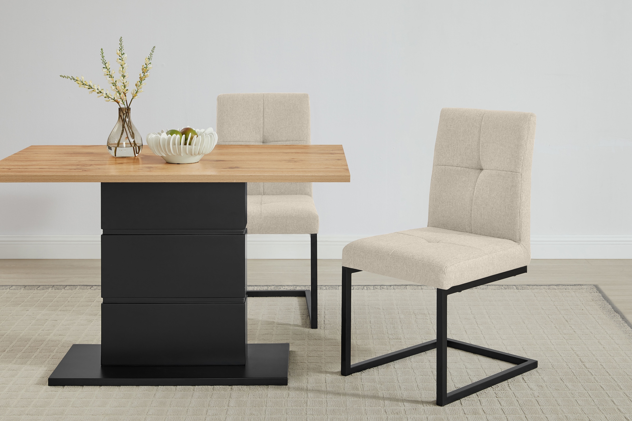 GOODproduct Esszimmerstuhl »Geranie Freischwinger, Schwingstuhl« (Set) 2 Stk.mit 3D-Steppung, robustes Gestell, hochwertiger Stoff