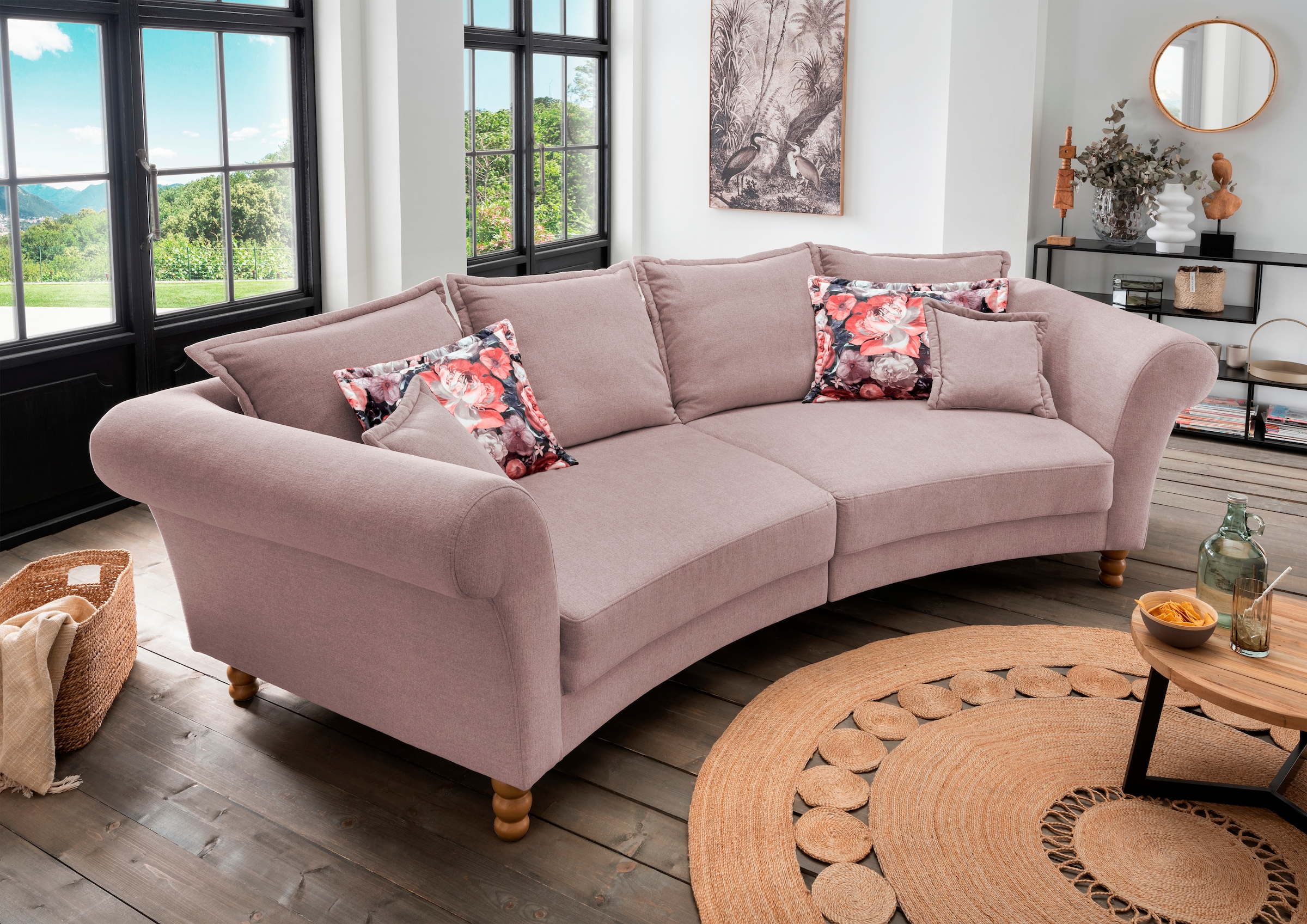 Home affaire Big-Sofa »Tassilo geschwungene Formensprache, bequem, Mega Sofa, Breite 350cm«