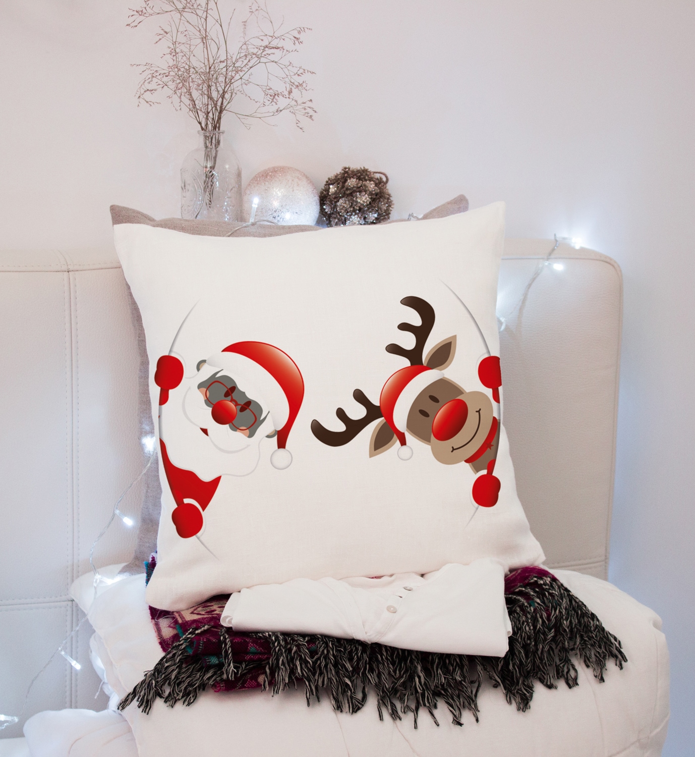 queence Coussin décoratif »Santa« Kissenhülle,Weihnachtsmann,Rentier,Weihnachten,Festlich,Winterlich