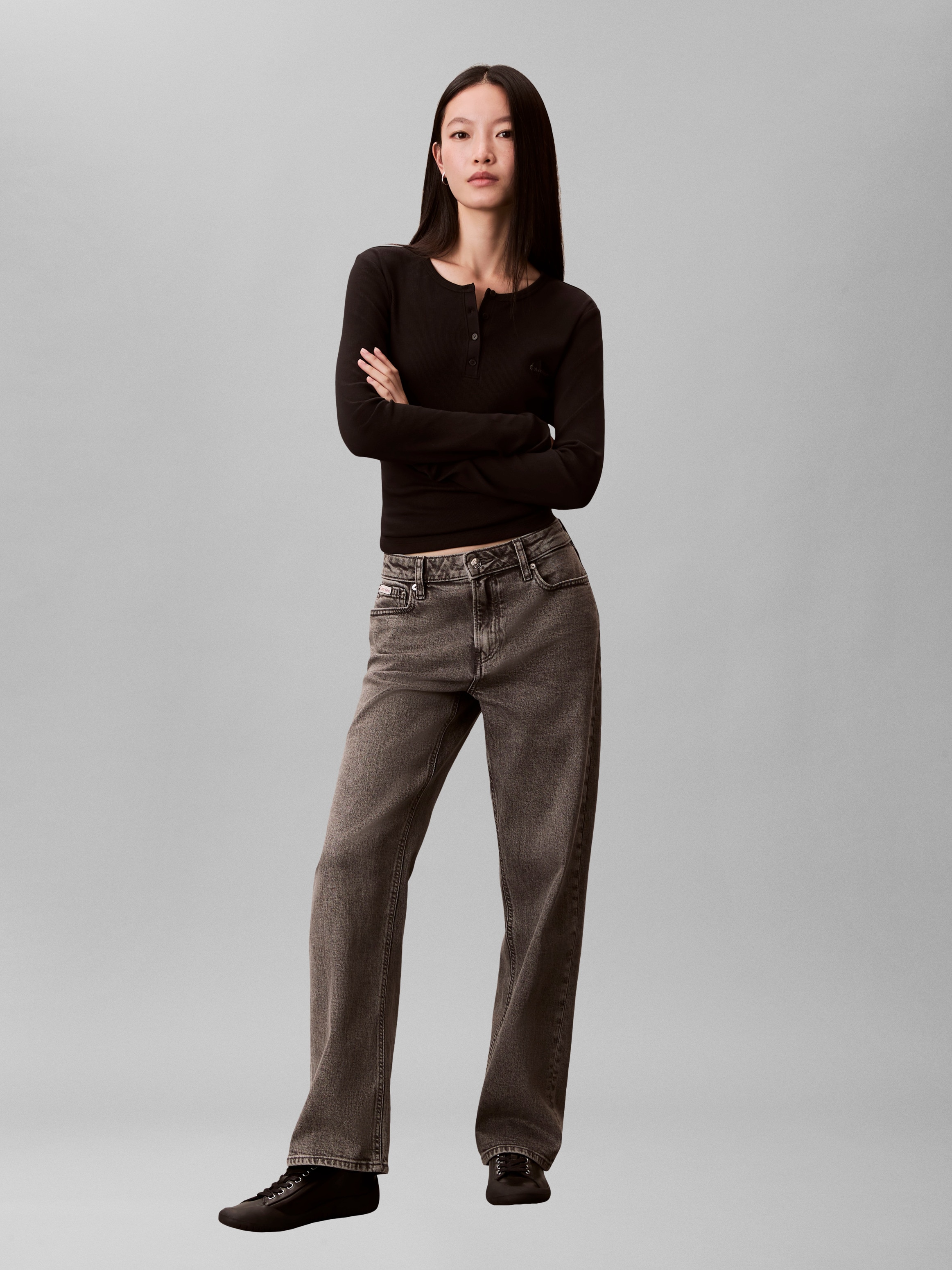 Calvin Klein Jeans Blouse à manches longues Regular fit mit Rundhalsausschnitt