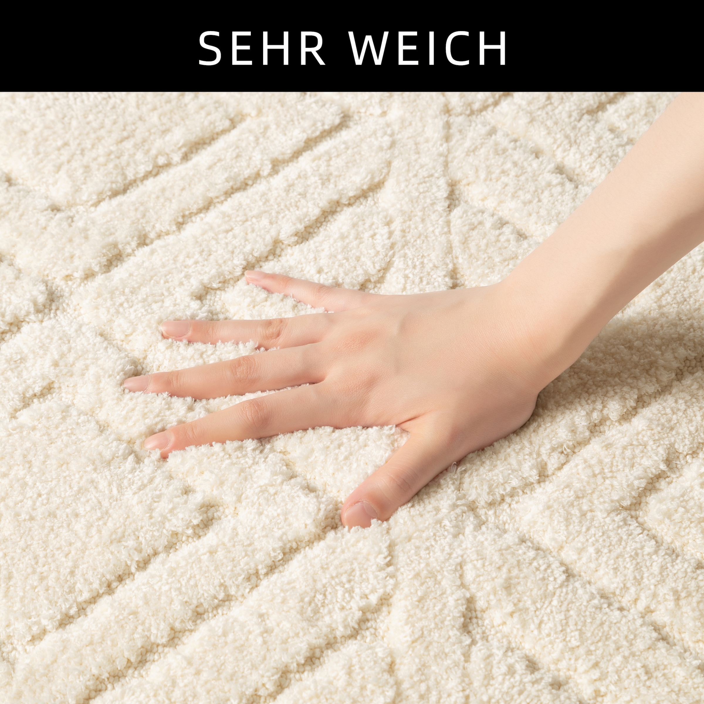 my home Tapis de bain »Louvres, Badvorleger, Badezimmer Teppich, Duschvorleger« Höhe 10 mm Badteppich, Uni Farben, Hoch-Tief Effekt, Boho-Style