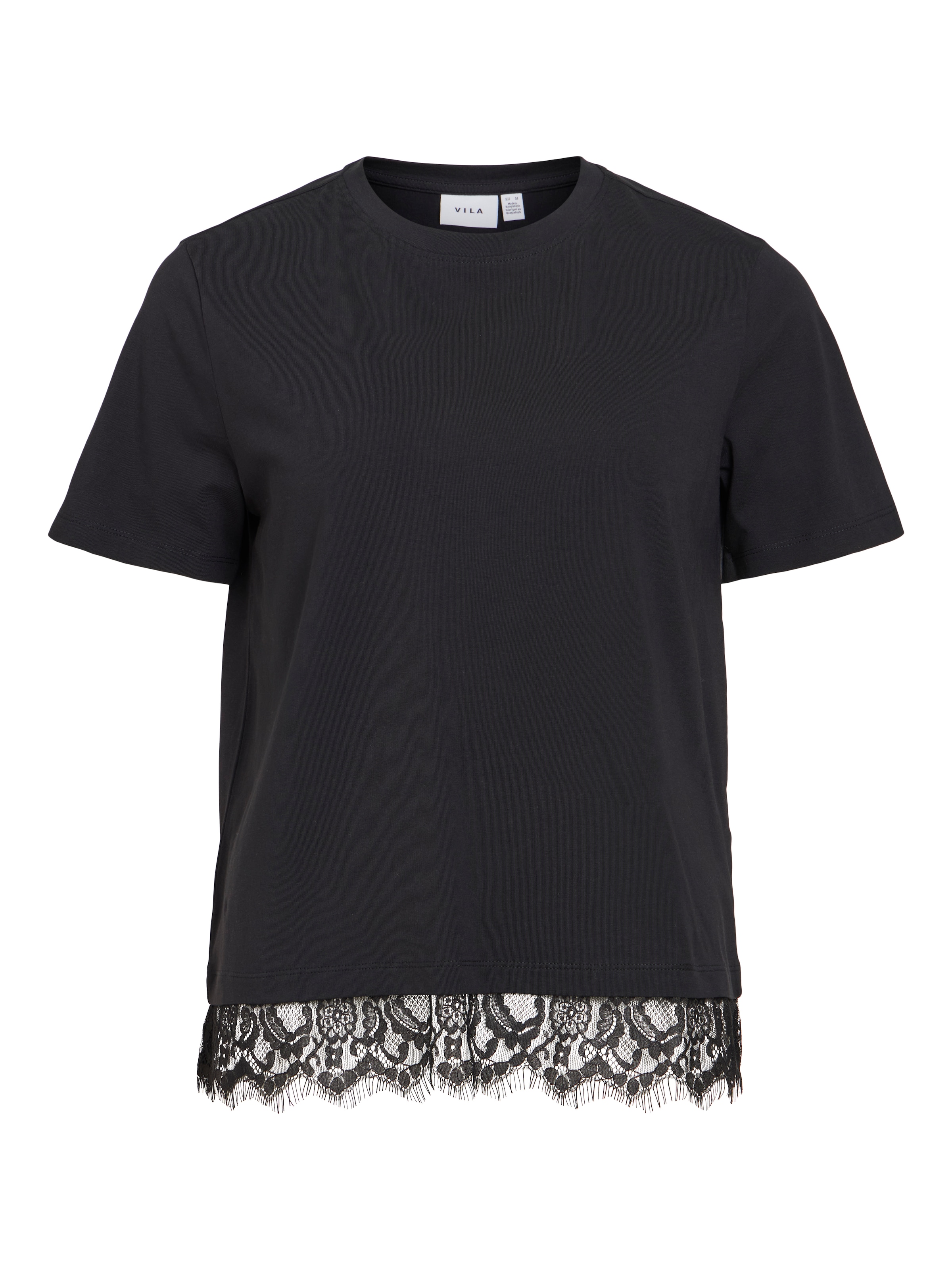 Vila T-shirt »VINORA S/S LACE T-SHIRT - NOOS« mélange de coton,