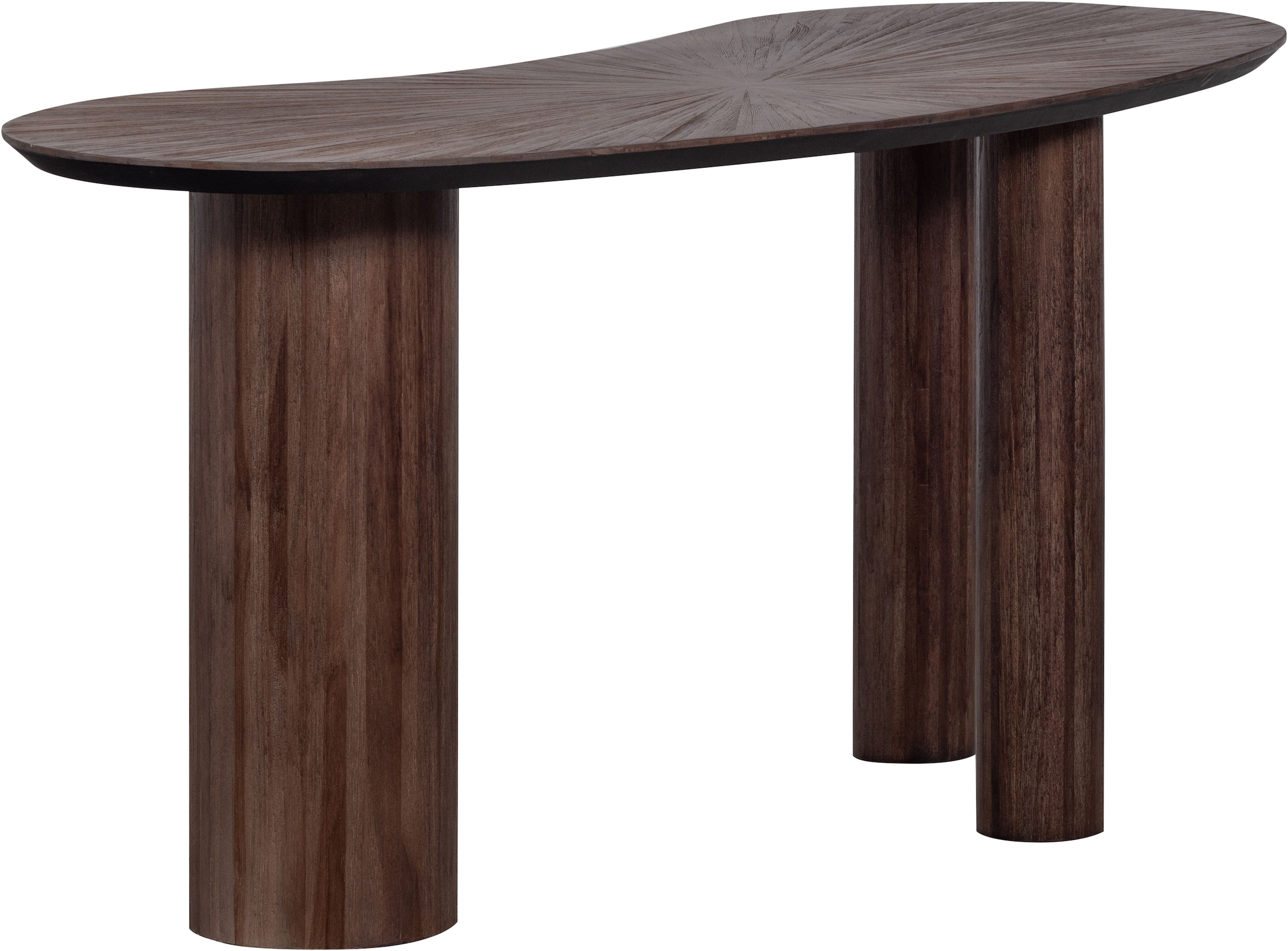 WOOOD Schreibtisch »Sun aus Teakholz mit organischer Form und Standfuss 150x62x76 cm« Einfach zu montieren, sichtbare Maserung