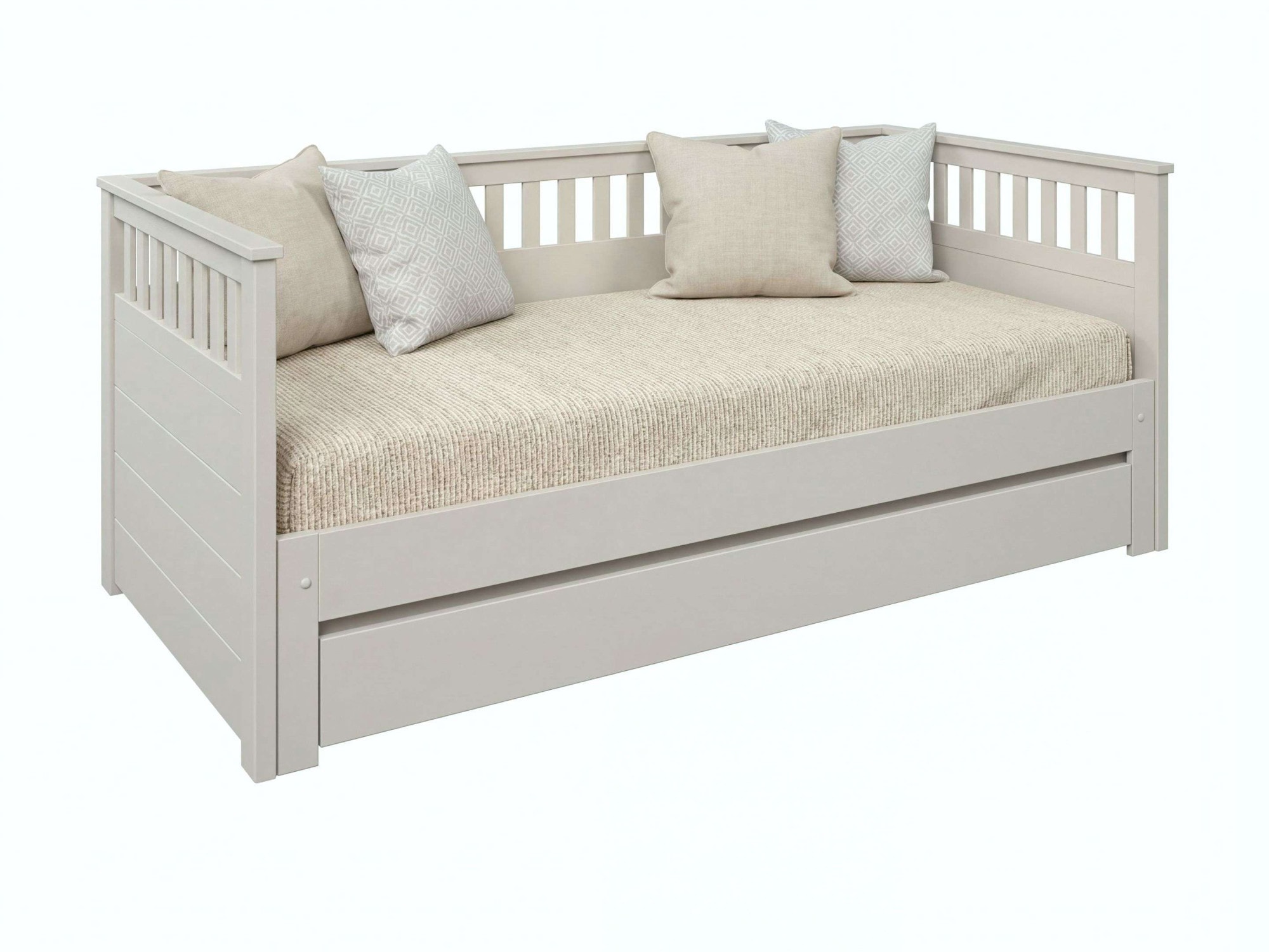 GOODproduct Lit de jour »Morrick, ausziehbar, 2 Schlafplätze + Schublade, Cashmere Beige« en pin massif et MDF, comprenant coffre de lit et sommiers à lattes,