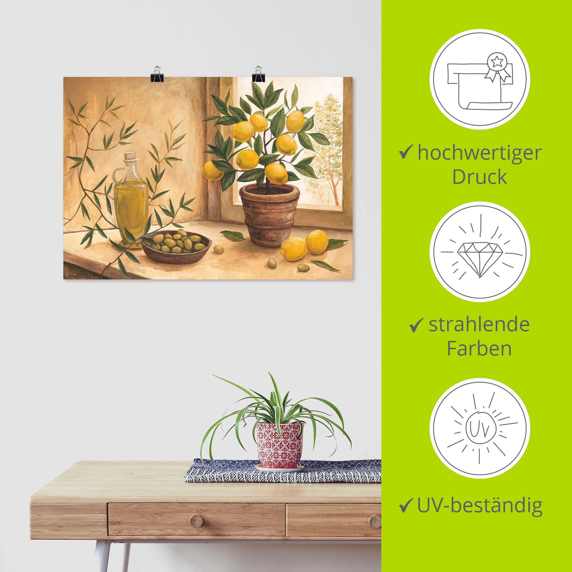 Artland Fresque murale »Oliven und Zitronen« 1 cuis tlg. als Alubild, Leinwandbild, Poster in verschied. Grössen