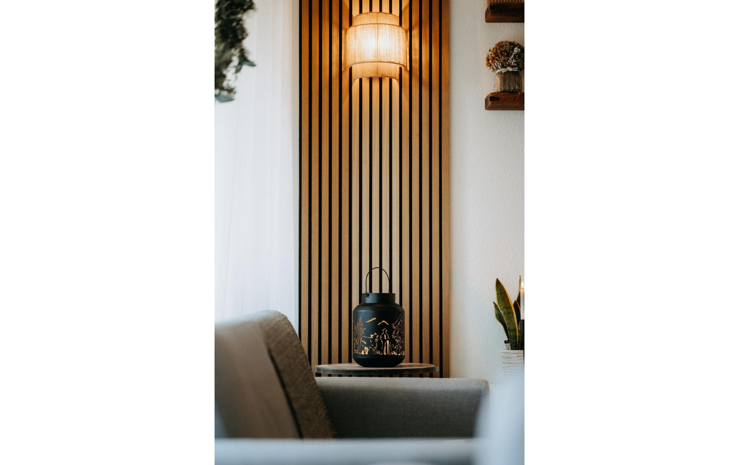 Kadastar Lanterne à bougie »Alpaufzug Familie 27 cm« Laterne Scherenschnitt