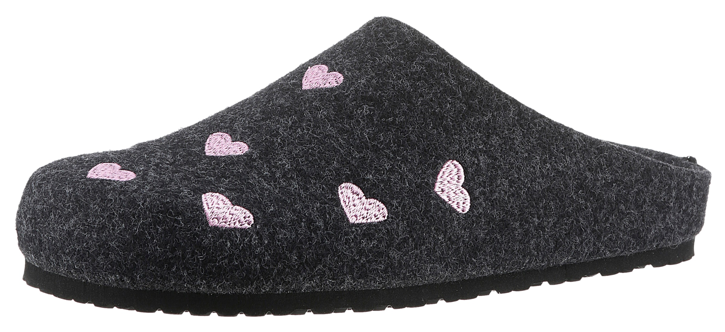 Aniston SHOES Clog  Hausschuh, Homeslipper mit Herzchen-Stickerei