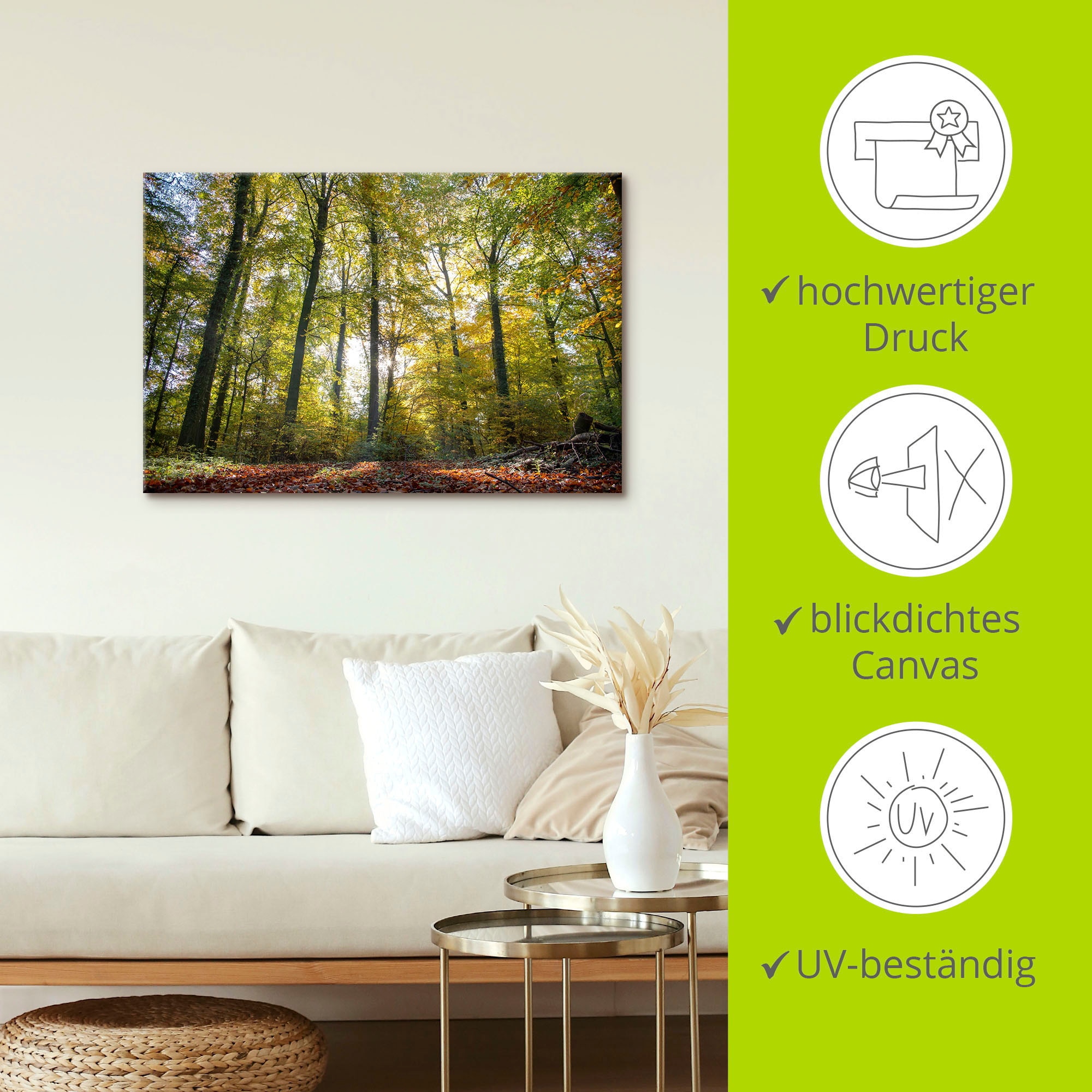 Artland Leinwandbild »Laubwald zum Herbst« Waldbilder 1 Stk. tlg. auf Holzrahmen gespannt