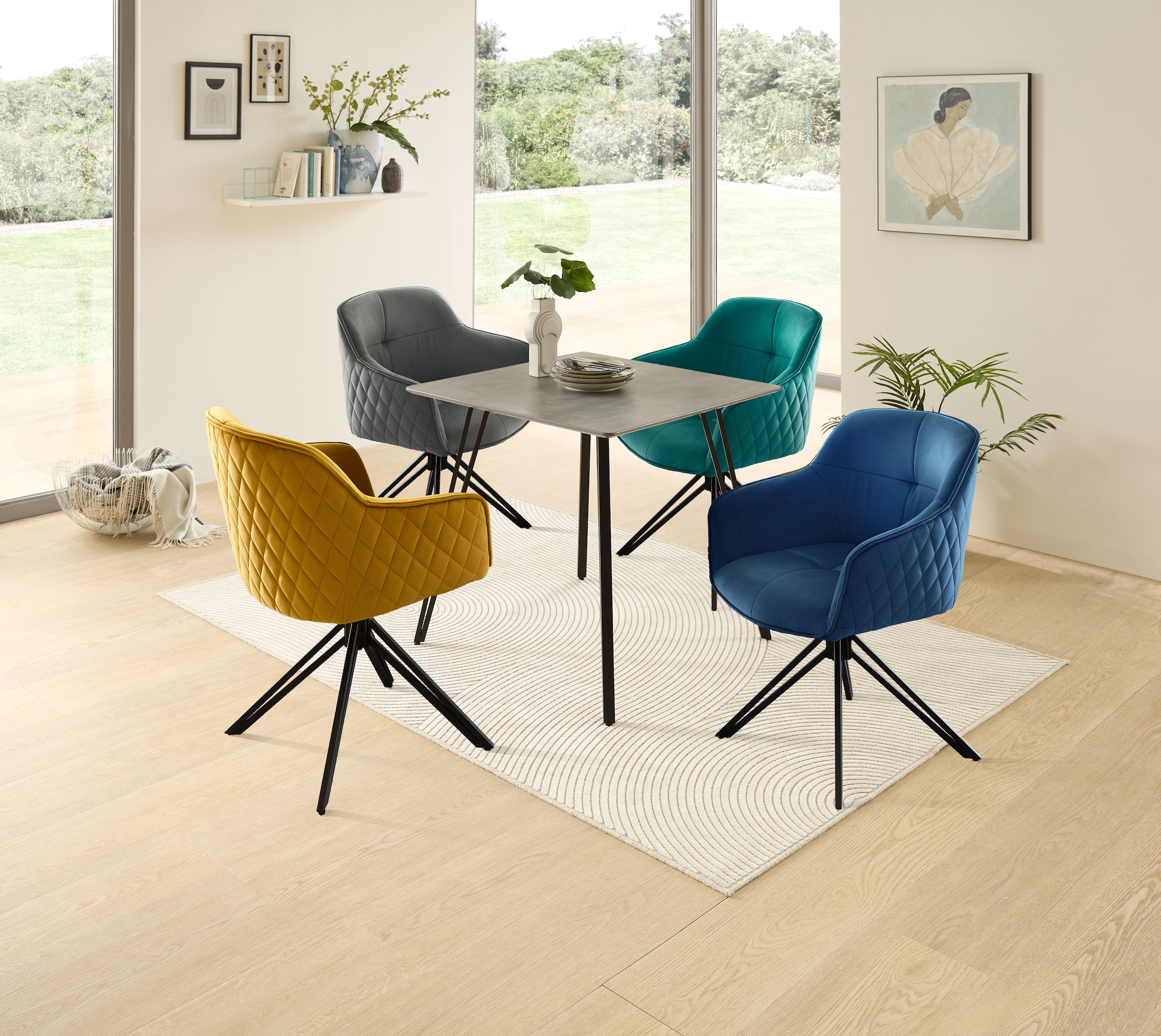 Stolkom Esstisch »Fieteni Esstisch B/H/T 80x75x80 cm« 1 Stk. tlg. Schweizer Kante, pulverbeschichtet