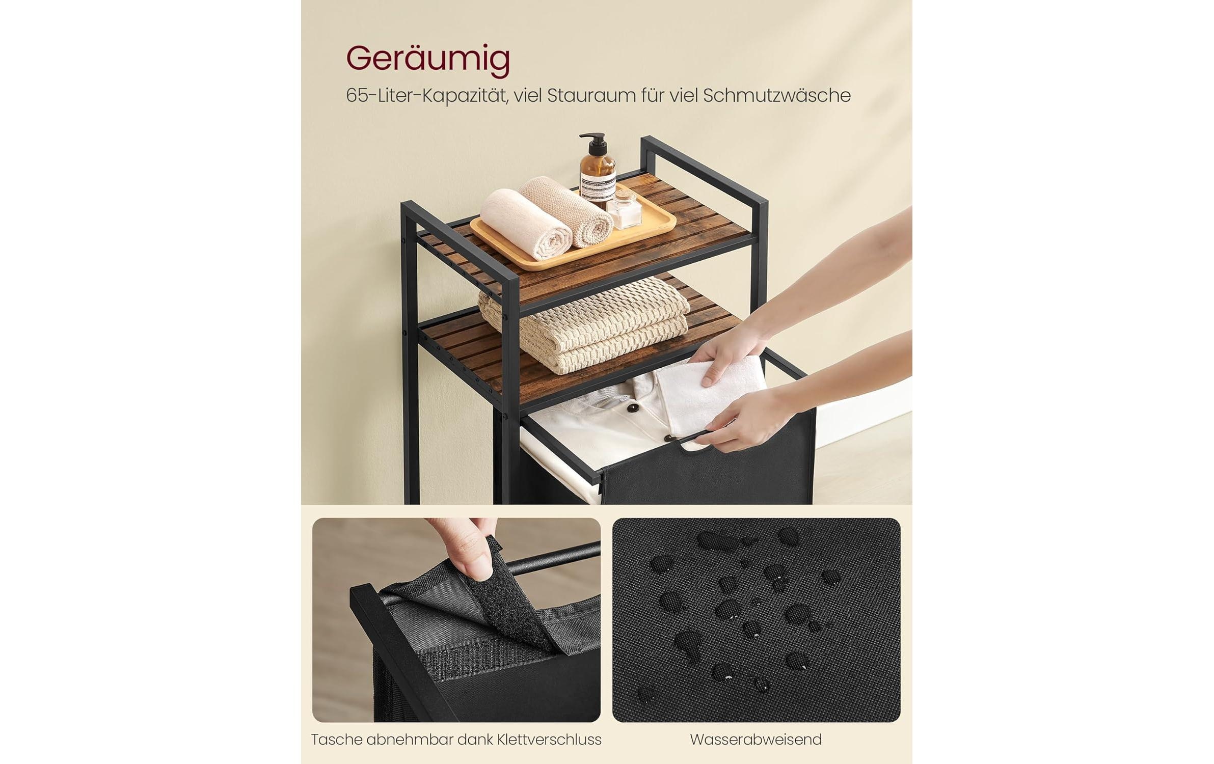 VASAGLE Wäschekorb »mit 2 Regalen 65 l«